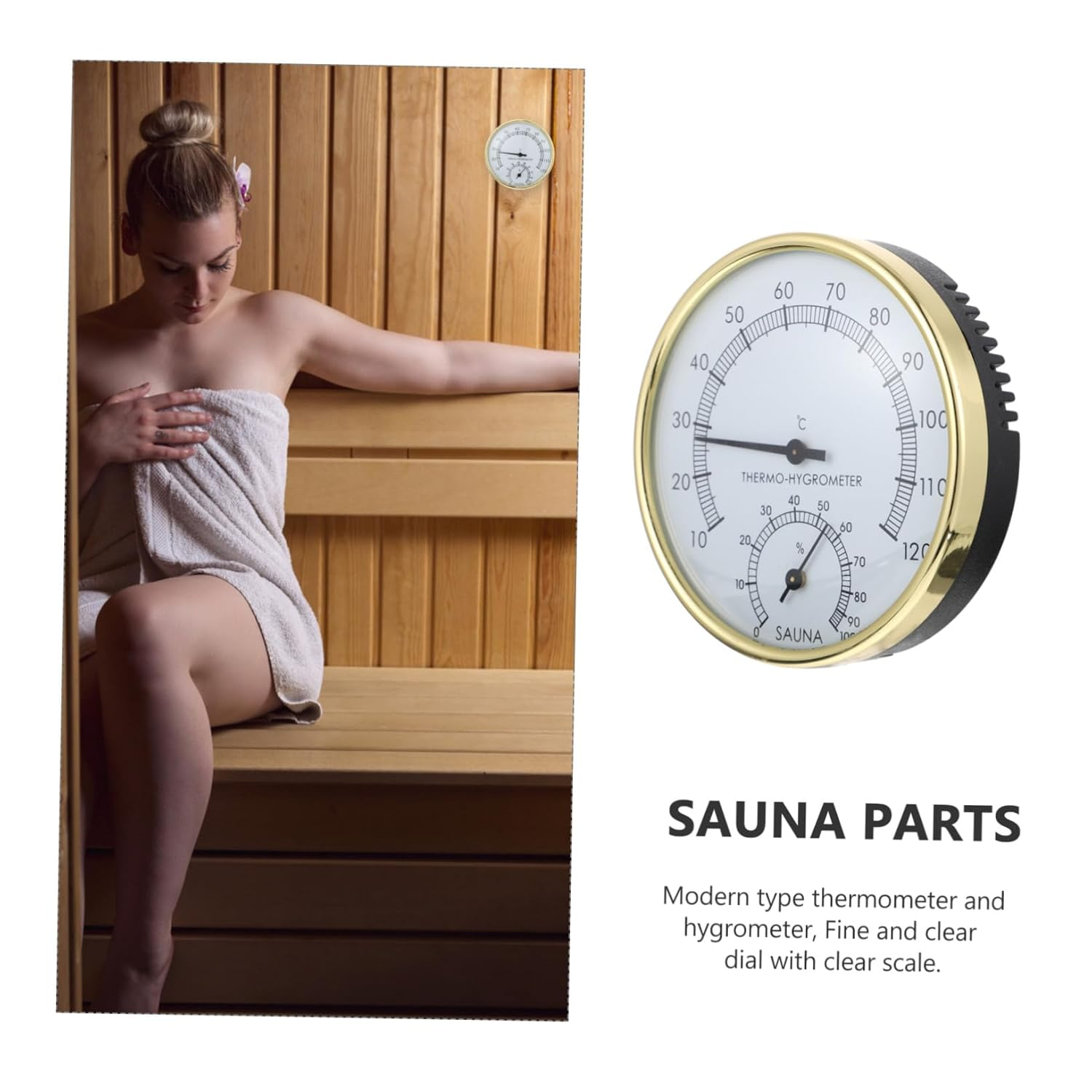 UPKOCH High Precision Sauna Hygrothermograph Thermometer Hygrometer with Design Sauna Accessory for Accurate Temperature and Humidity Display image number 6