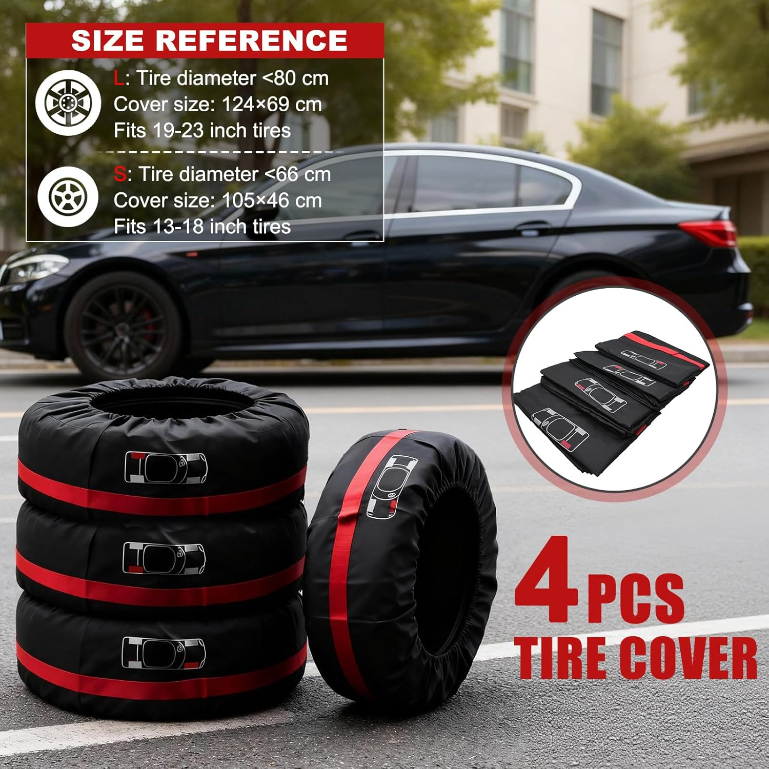 Avutrel Tyre Bags, Set of 4, 19-23 Inch Universal Wheel Cover, Rim Protection, Waterproof, Dustproof, Tyre Storage, Motorhome, for Cars Such as Large Suvs image number 6