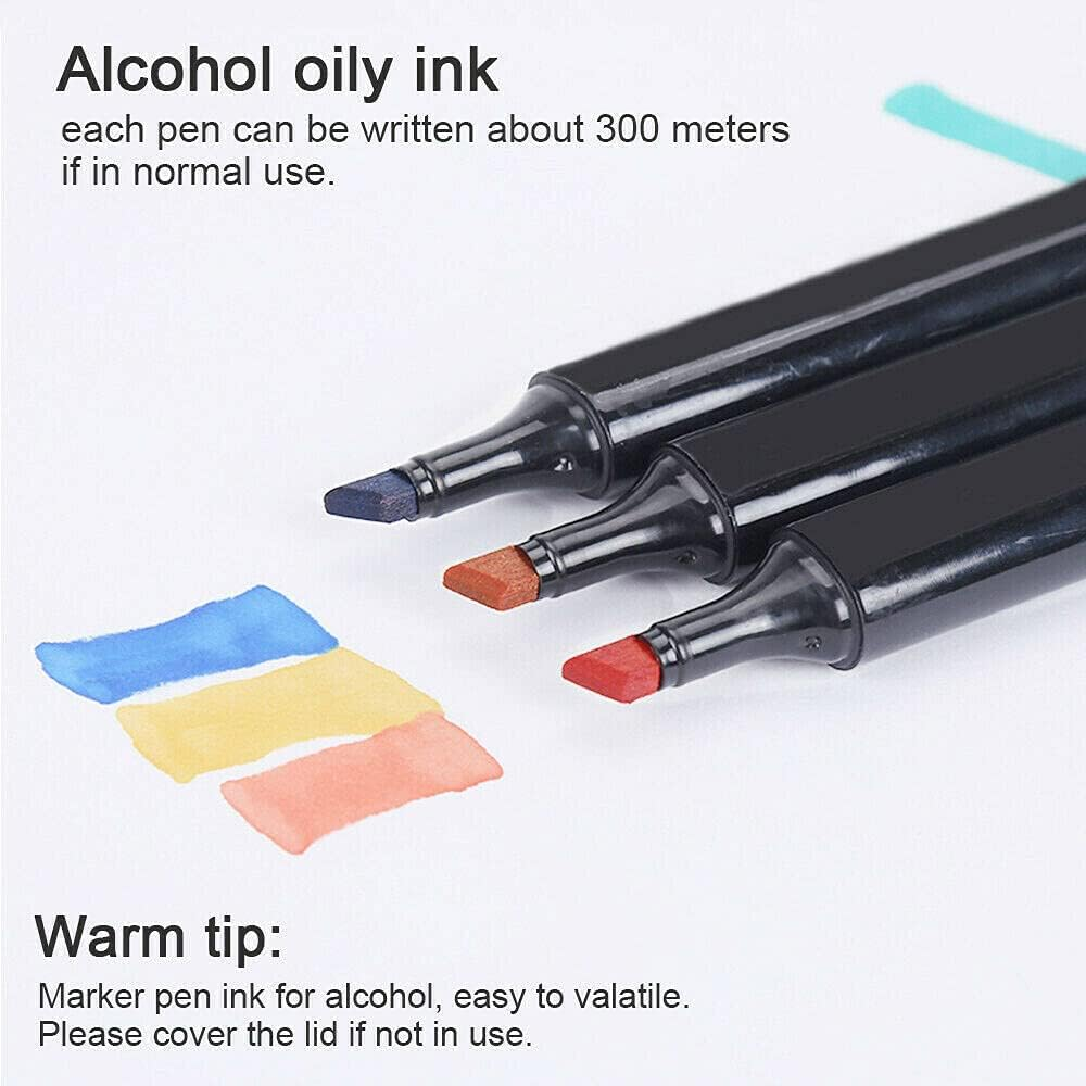 Costcom 80PCS Dual Head Black Marker Pen Set with 80 Colors, Double Markers, Ideal for Sketching, Drawing, Crafting image number 5