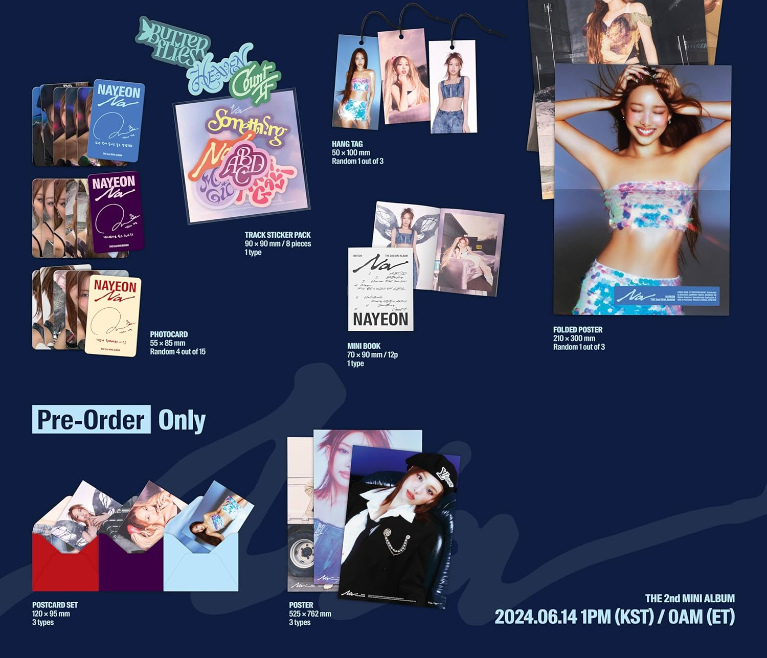 TWICE Nayeon NA 2Nd Mini Album Standard B Version Cd+1P Folded Poster on Pack+88P Photobook+1P Postcard+4P Photocard+8Ea Sticker+1Ea Hang Tag+12P Mini Book+Tracking Sealed NA YEON image number 2