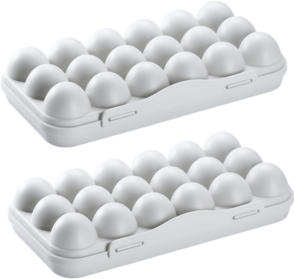 MAGICLULU Egg Storage Container 18 Grids Plastic Refrigerator Egg Holder Portable Anti-Collision 2Pcs Pink Stackable Box for Home