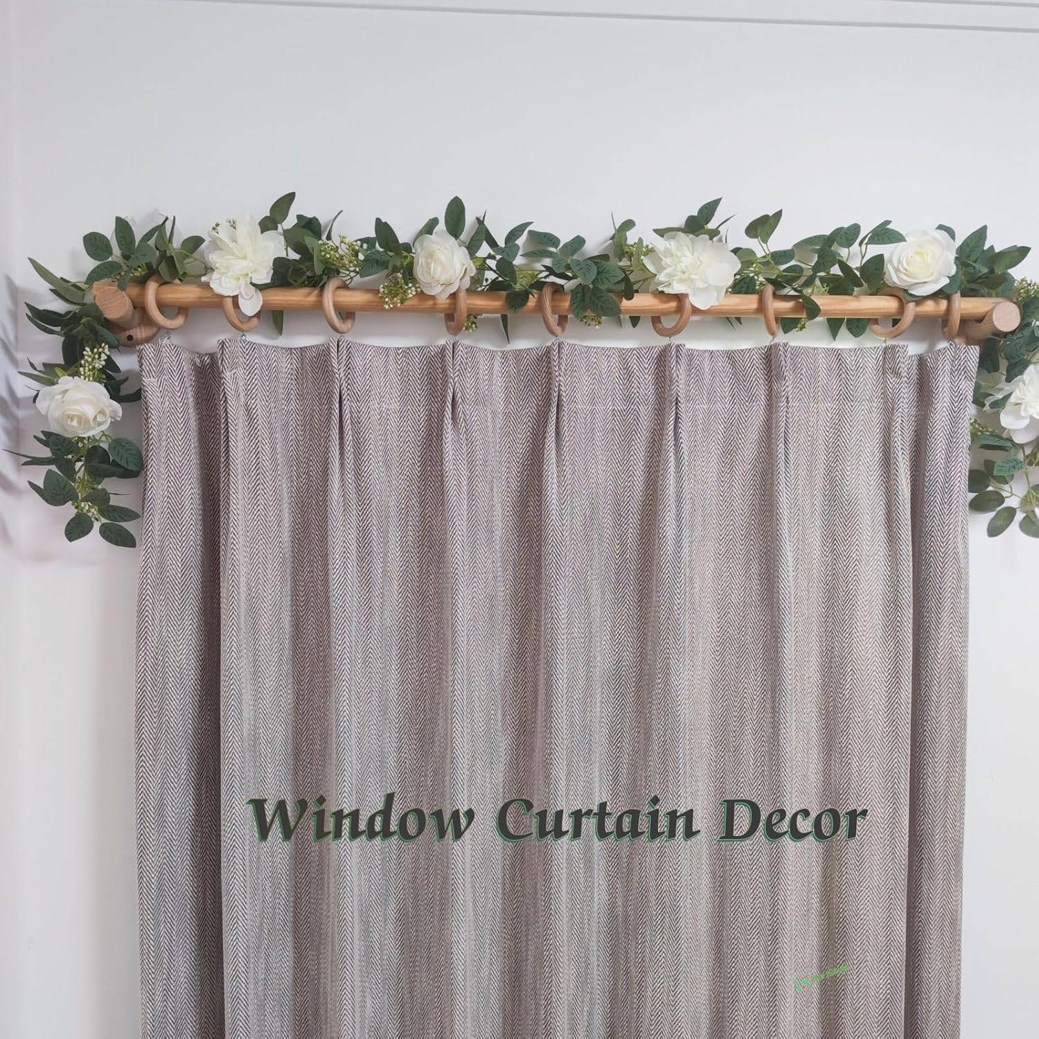 Artificial Flower Garland for Wedding Decor, 2 Packs Silk Artificial Green Hanging Vines with White Flowers for Home Wedding Bridal Shower Indoor Outdoor Garden Party Decorations image number 3