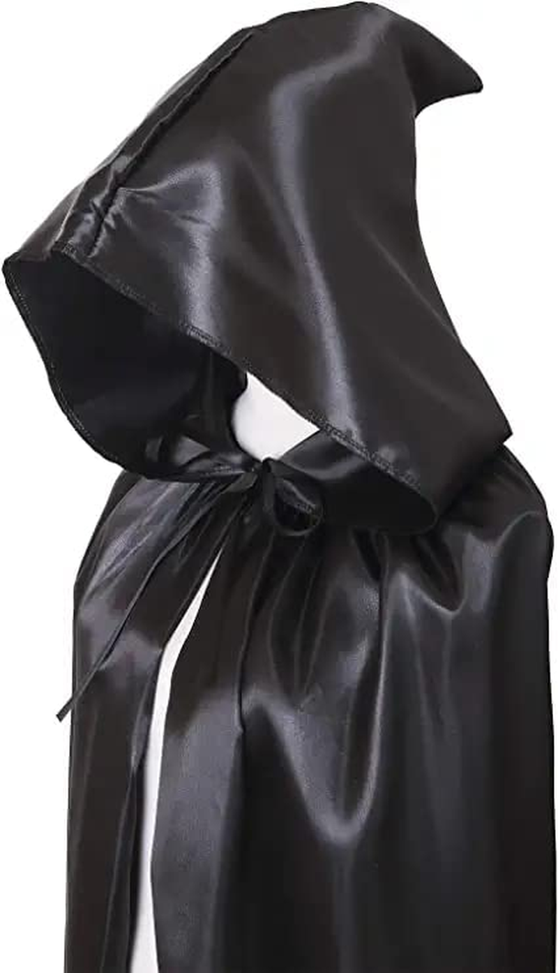 GREUS Kids Christmas Halloween Costume Satin Hooded Party Cloak with Hood Vampire Witch Cosplay Cape Robe 8-16 Y image number 4