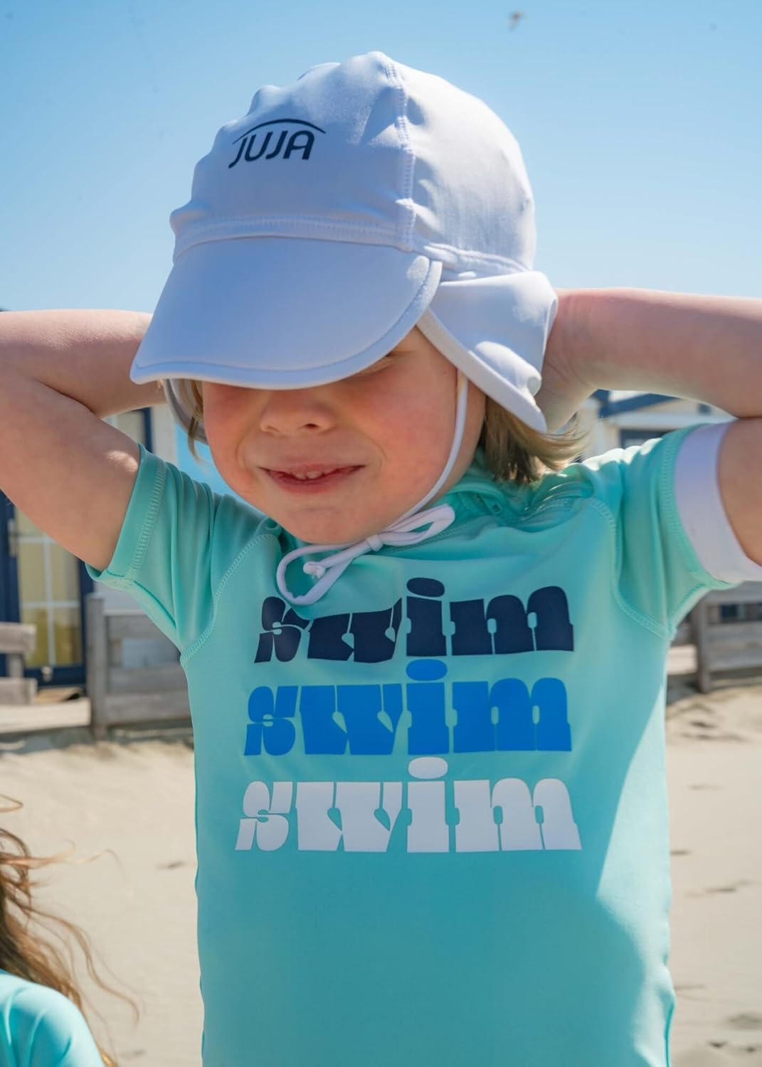 JUJA - UV Sun Hats for Babies and Children - from 0 to 3 Years - Leopard Brown, Pink, White and Blue with Drawstring - UPF 50+ Protection - with Neck Protection