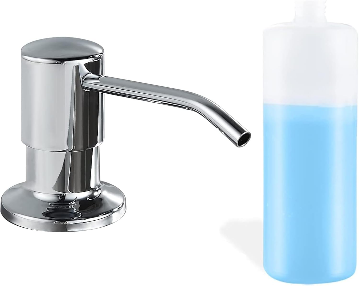 Maizoon Stainless Steel Soap Dispenser for Kitchen Sink with Long Nozzle Durable and 500ML/17OZ Large Capacity Bottle Suitable for Bathroom Brushed Silver