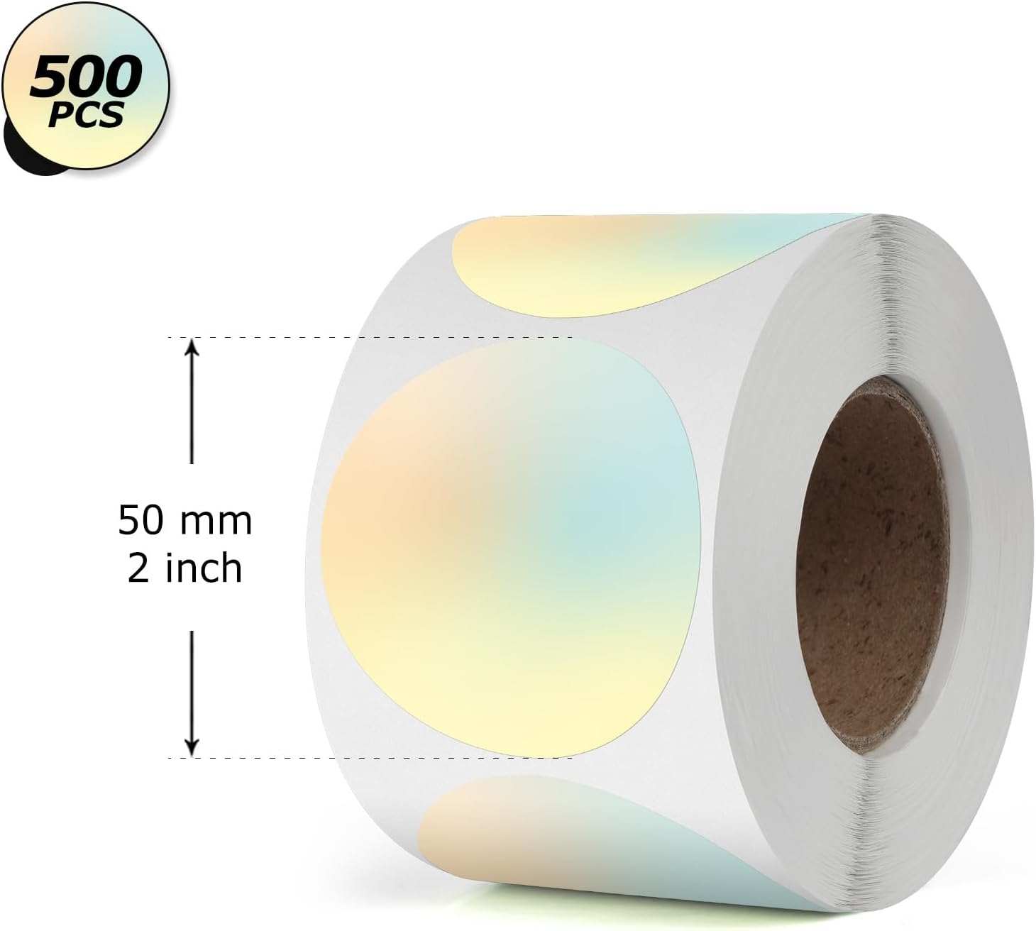 Direct Thermal round Labels Circle Gradient Color Stickers 2 Inch Self Adhesive Gradual Change 50 Mm Dot for Personalized Design DIY Custom Logo Price Name Tag QR Code Small Business 500 PCS image number 6