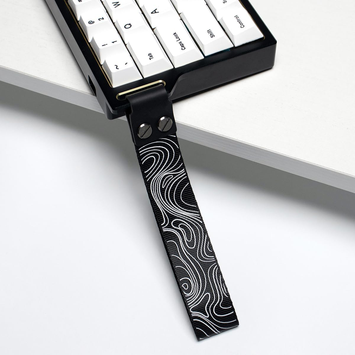Custom Keyboard Straps Wooting 60He Snap Straps with Adhesive Topographic Pattern Straps for Multiple Mechanical Keyboards (Black) - Black image number 4