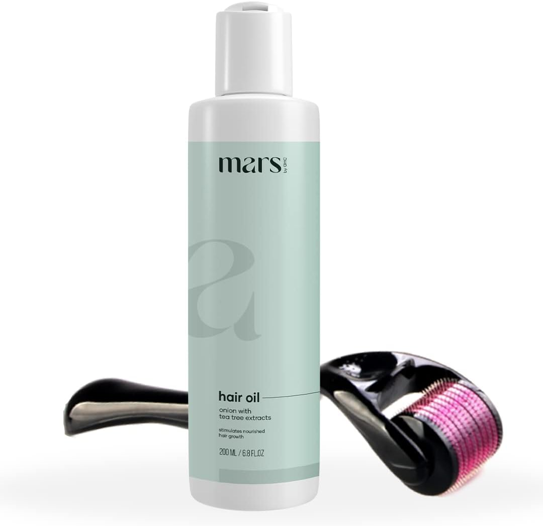 Mars by GHC Hair Growth Combo Pack | Onion Hair Growth Oil 200Ml | Derma Roller Hair Activator | for Hair Regrowth and Hair Fall Control - No Paraben (Set of 2) image number 4