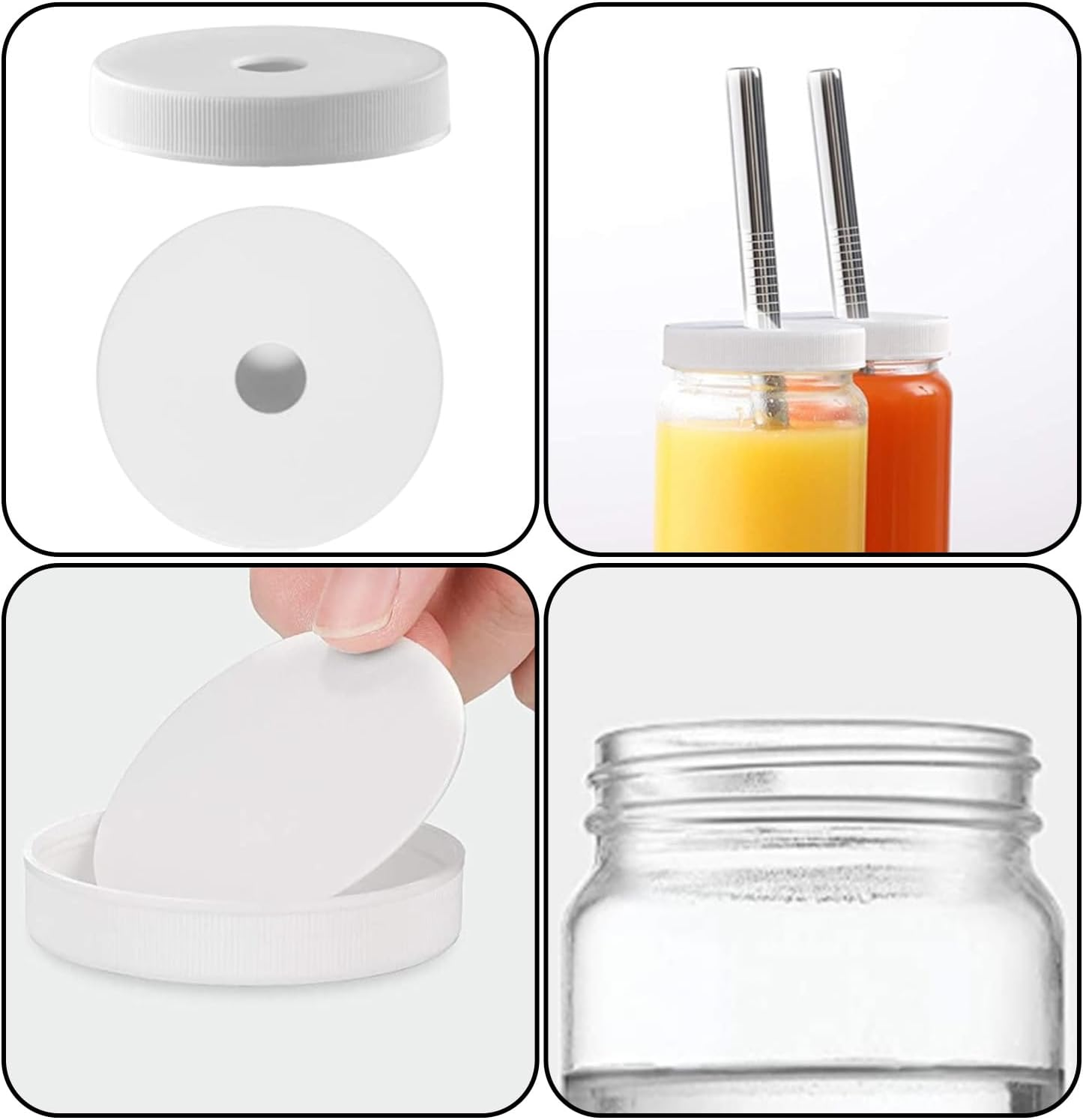 8 Pcs Glass Juice Bottles,16 Oz Glass Bottles with Caps,Reusable Jar Clear Glass Water Bottle with Plastic Airtight Lids for Fridge Glasses for Juice, Cold Brew Bottles, Smoothie Jars