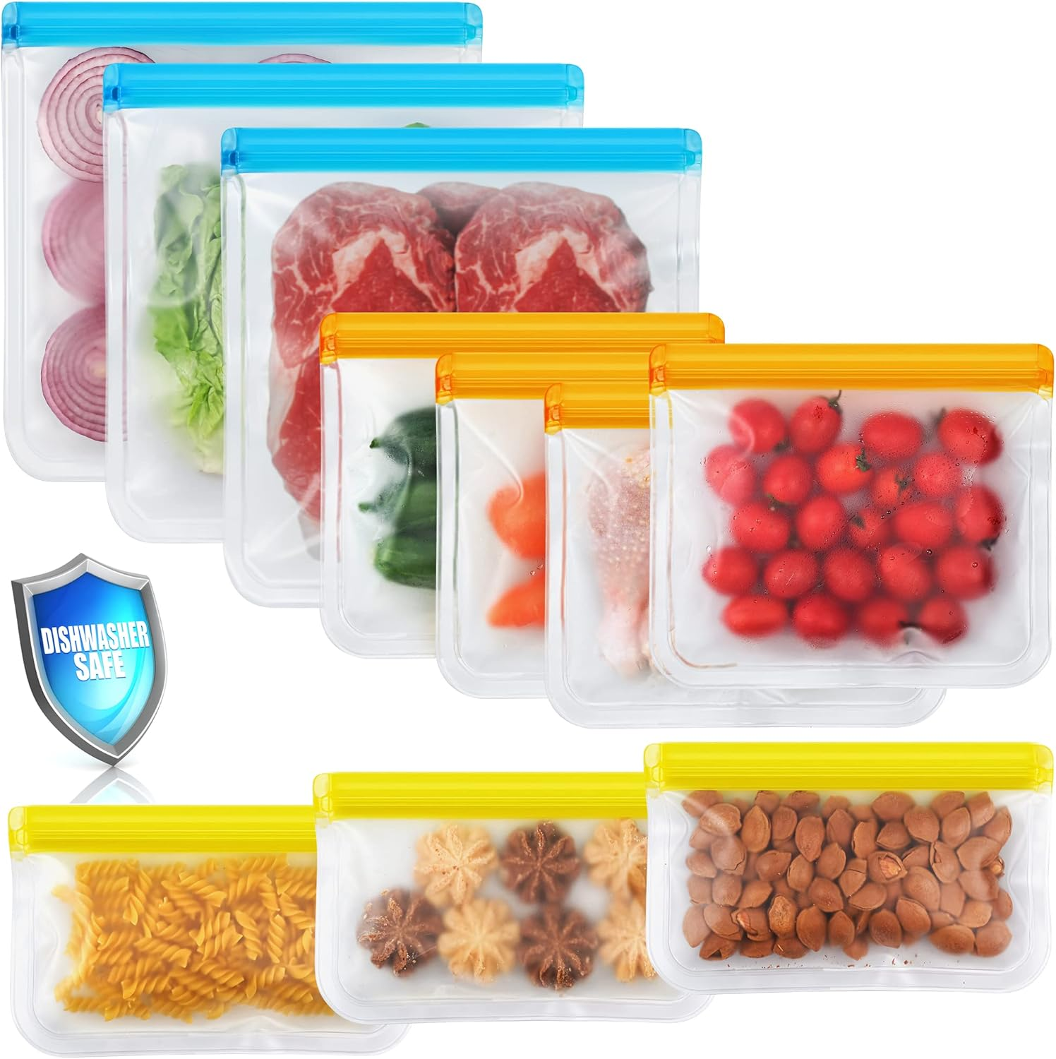 10 Pack Reusable Sandwich Bags, Reusable Silicone Bags Food Storage Bags, Freezer Bag Home Fridge Kitchen Organization and Storage Lunch Meal Prep Sandwich Containers