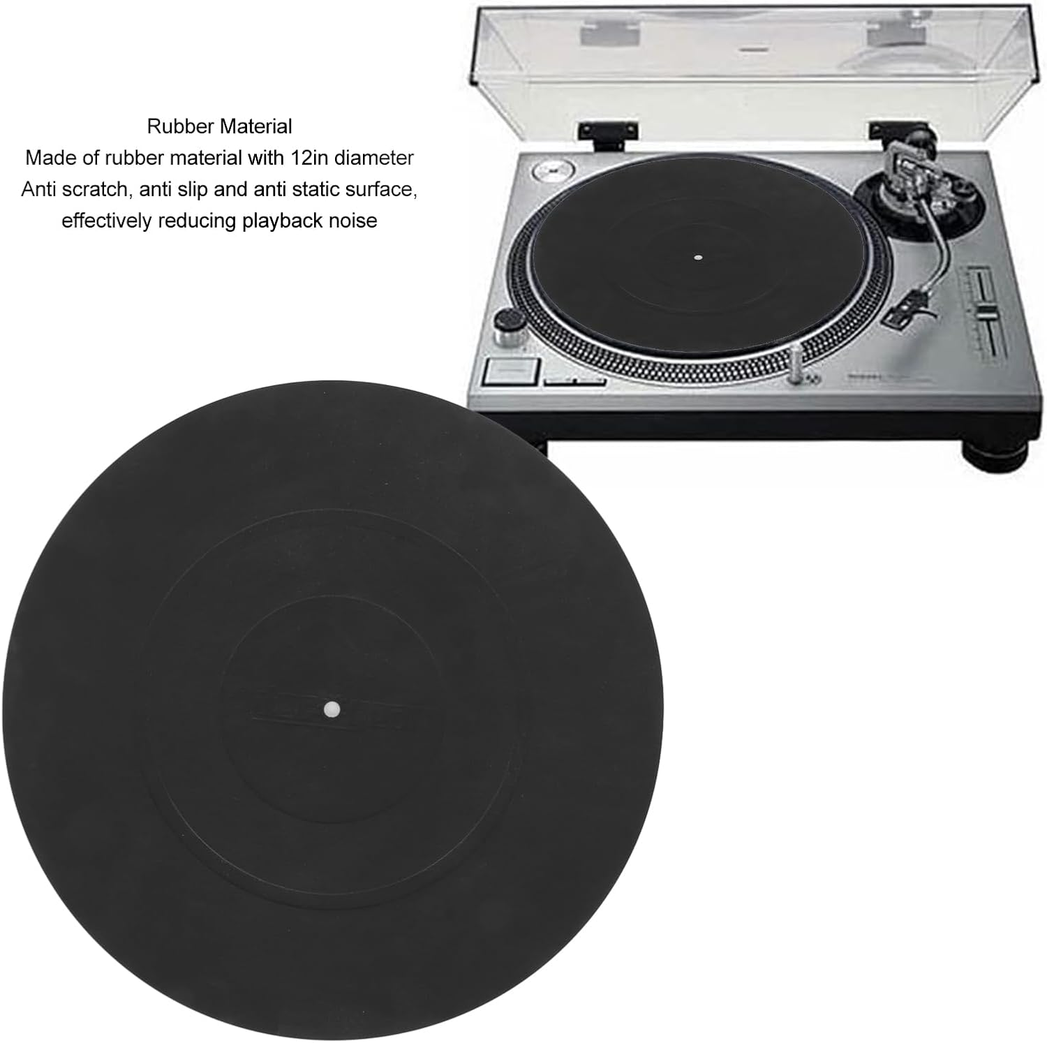 Turntable Platter Mat, Vinylrecord Rubber Turntable Slip Mat Vibration Reduction with Non Slip Slot, Universal Turntable Slipmat Pad for All LP Vinylrecord Players image number 6