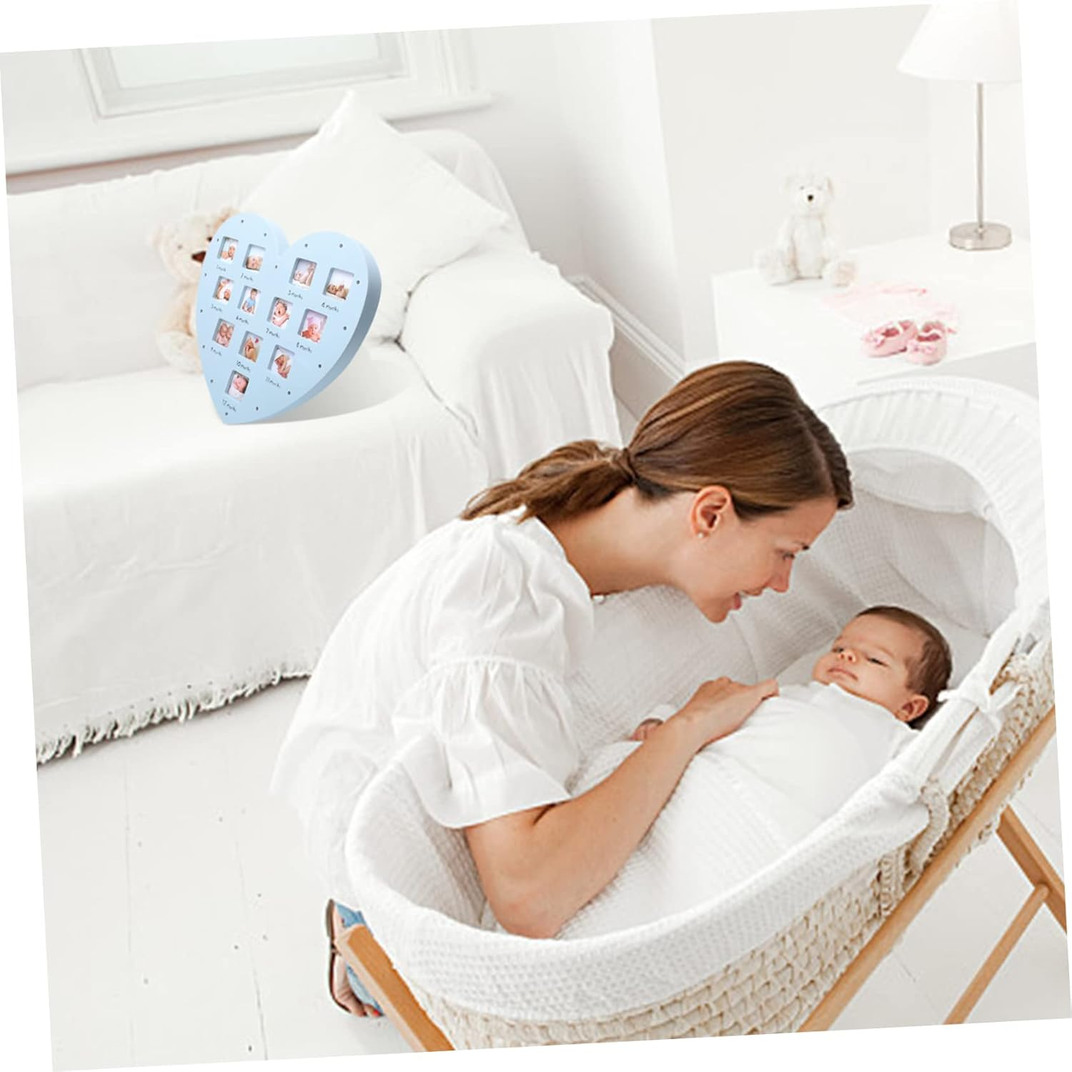 1Pc Heart Shaped Month Growth Picture Frame for Creative Photo Decor for First Year Wall Hanging Table Ornament Keepsake for Parents image number 3