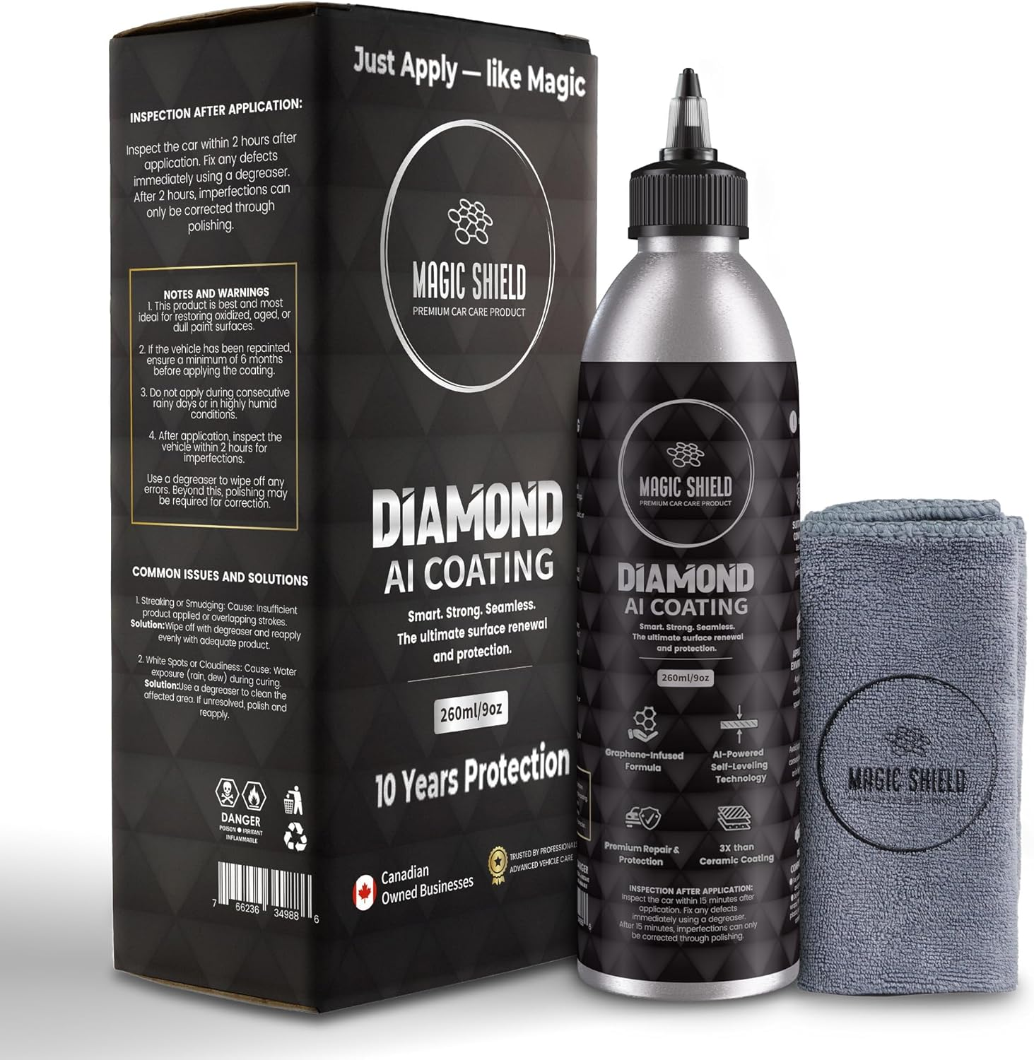 Magic Shield Diamond AI Coating &ndash; Graphene Liquid Self-Leveling Techology | Repairs & Protects | Last for 10 Years | High-Gloss Shine | Hydrophobic & Scratch-Resistant | for Car Paint, Headlights ONLY image number 4