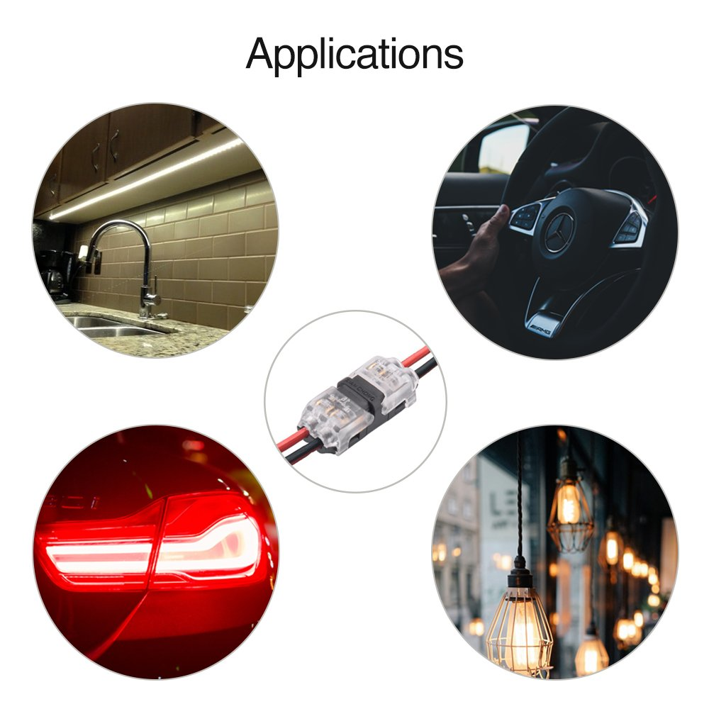 Electric Connectors - Pack of 12 Quick Splice Wire Connector I Type 2 Pindual Way Straight Connection for Any Equipments 18/20/22 AWG image number 2