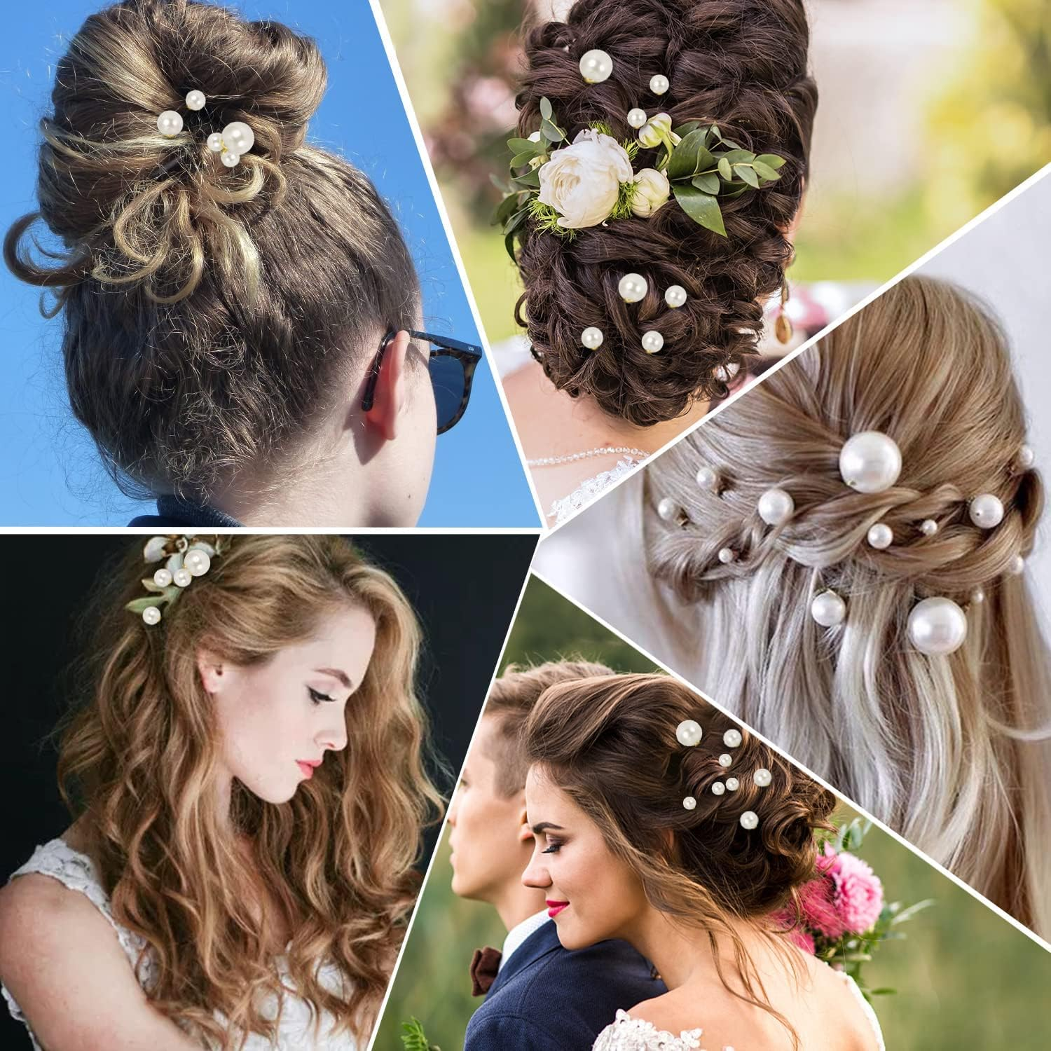 18 Pcs Wedding Pearl Hair Pins,Pearl Hair Pins Bridal Wedding Pearl Hair Accessories,White Pearl Bobby Clips for Brides and Bridesmaids Hair Style (Golden) image number 5