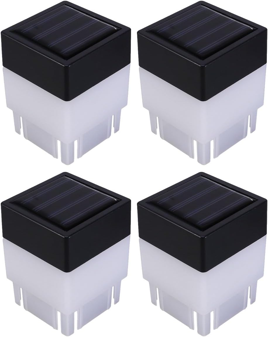 DOITOOL 4 Pcs Landscape Lamp Pillar Lights Post Lights Garden Light Outdoor Led Solar Lights Solar Fence Light Solar Fence Lamp Outdoor Solar Light Garden Lamp Street Light the Fence