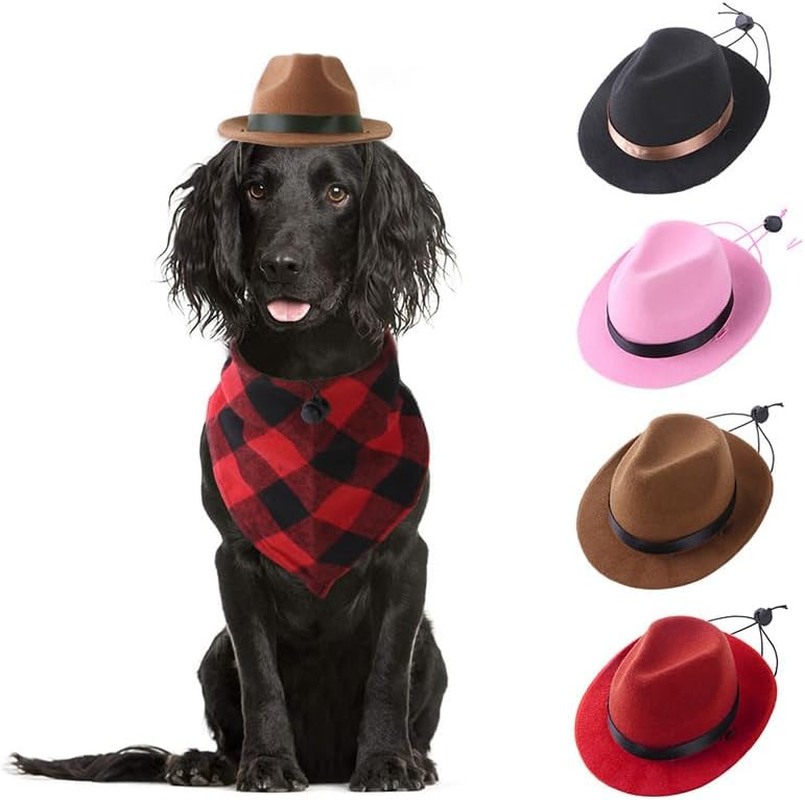 Top Hat for Your Pet Dog Cowboy Hat Headgear for Cats, Funny Pet Headwear (Black, One Size) image number 2