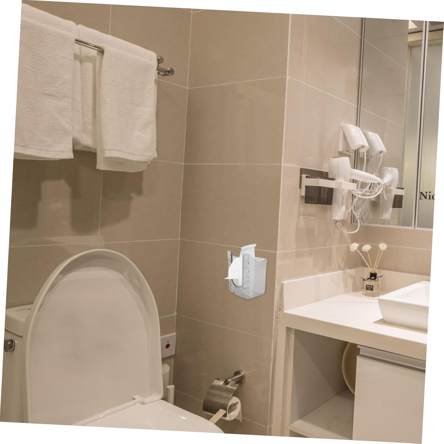 Wall-Mounted Tissue Box Tissue Holder Wipes Container for Bathroom Kitchen Bedroom image number 4