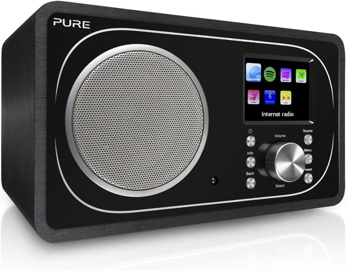 Pure Evoke F3 Internet DAB/DAB+ Digital and FM Radio, Internet Radio/Digital Radio with Spotify Connect and Bluetooth, Black image number 1