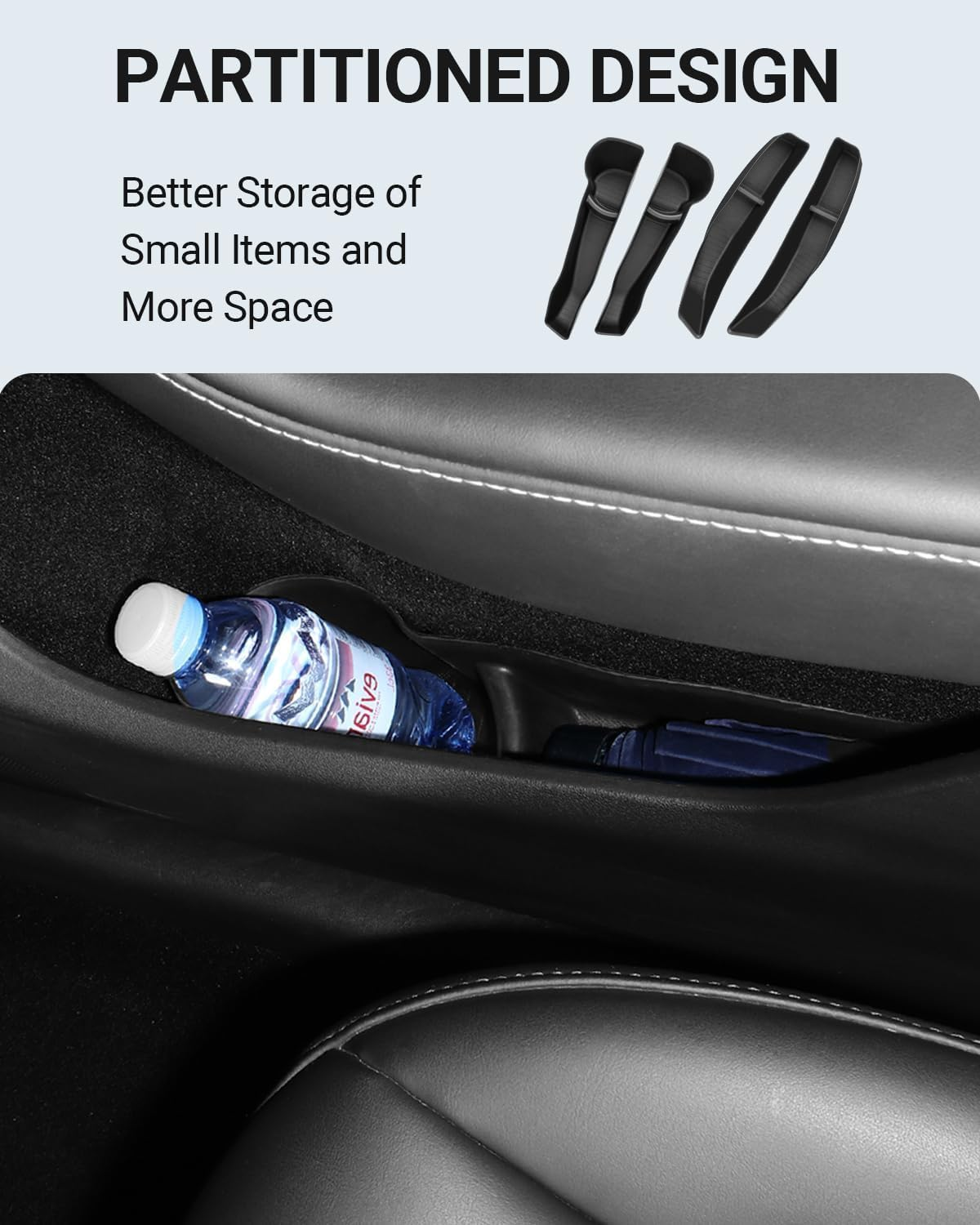 VINBY for Model 3 Highland Front Rear Door Side Storage Box(4Pcs), Upgrade Organizer, Door Handle Storage Box Protector image number 3