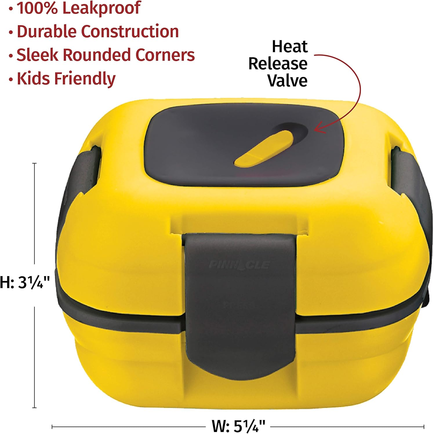 Lunch Box ~ Pinnacle Insulated Leak Proof Lunch Box for Adults and Kids - Thermal Lunch Container with New Heat Release Valve, 16 Oz - Yellow image number 6