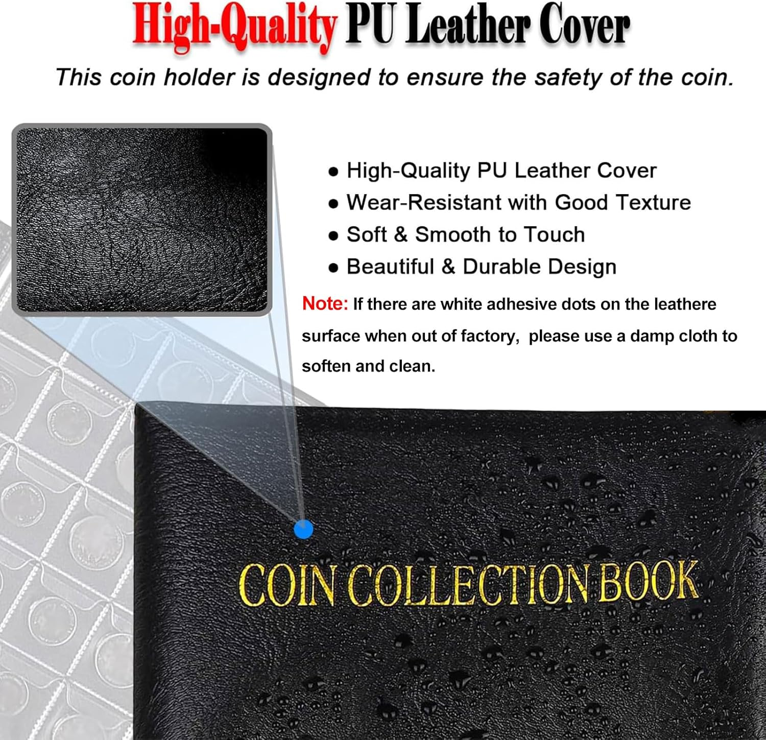 Intendvision Coin Collection Book Holder - 24 Pages 432 Pockets Coins Collection Album Book for Collectors, 2 Coin Size Pockets Coin Holder with Zipper for Coins, U.S.Pennies Dimes Nickels Quarters image number 5