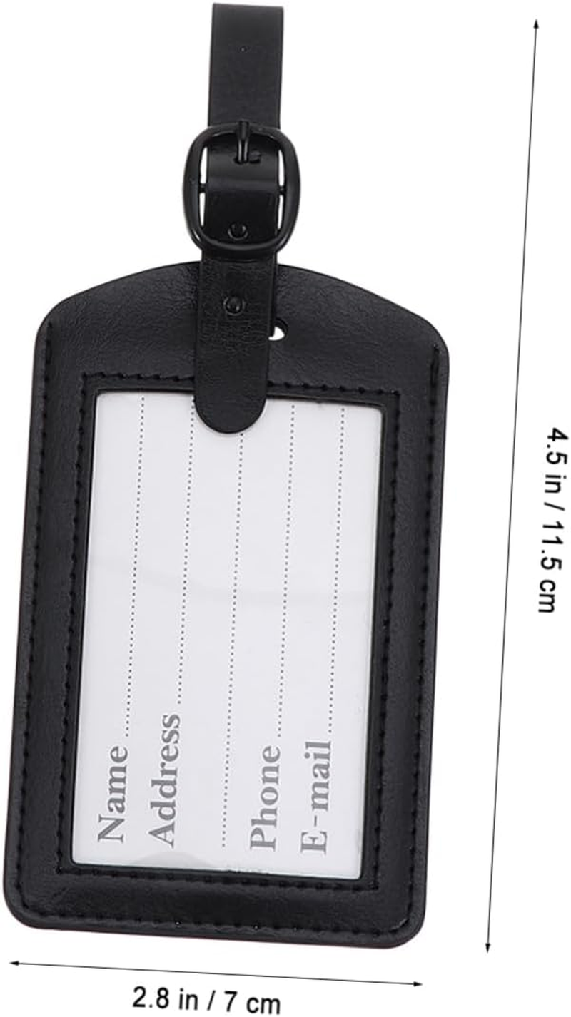 OFFSCH 5Pcs Black Leather Luggage Tags Pu Id Labels Privacy Cover for Travel Suitcases Sturdy Baggage Tag Set for Easy Identification image number 4