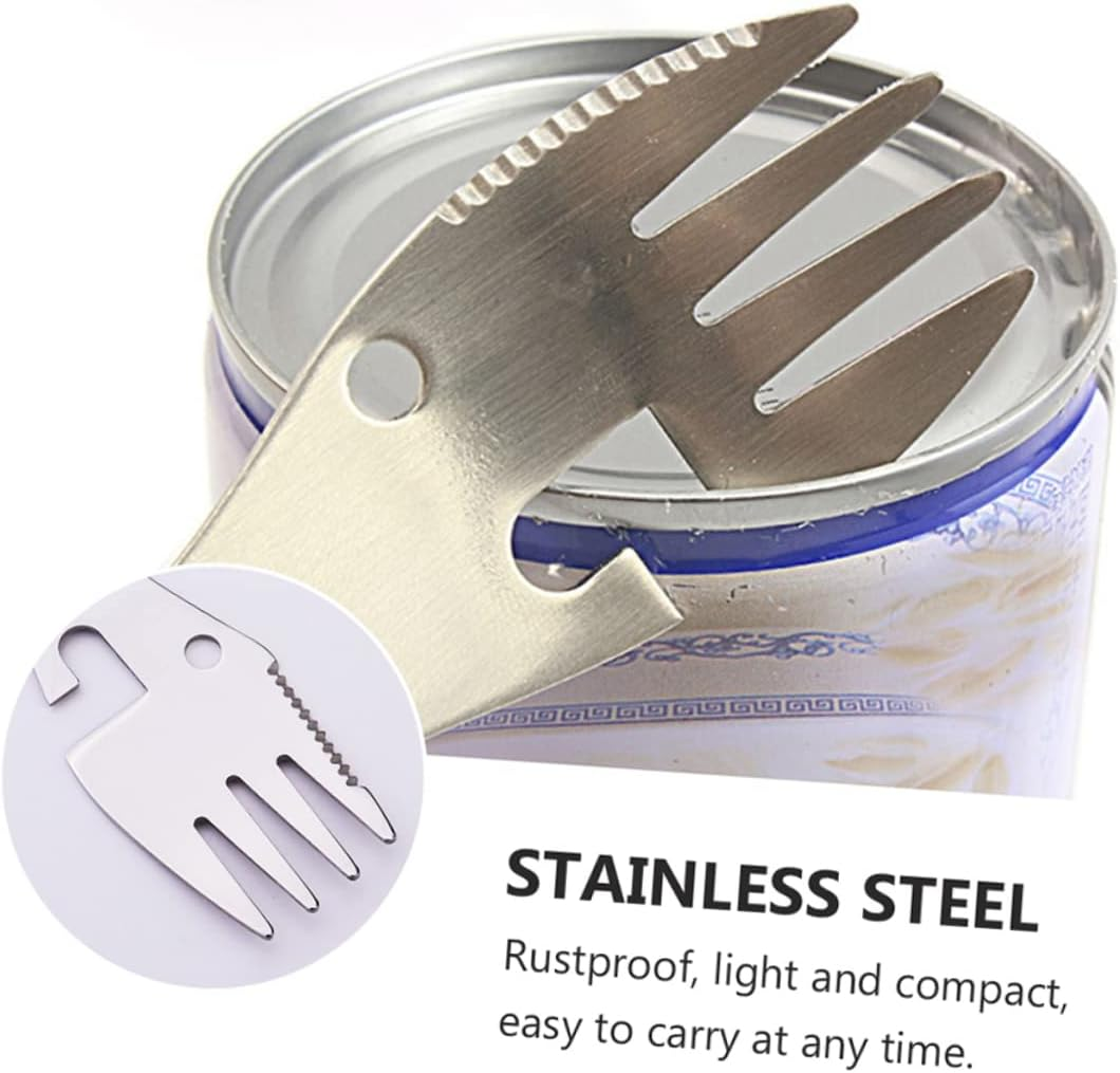 KOMBIUDA 4Pcs Camping Knives Stainless Steel Multifunctional Cutlery Spork Fork Spoon image number 5