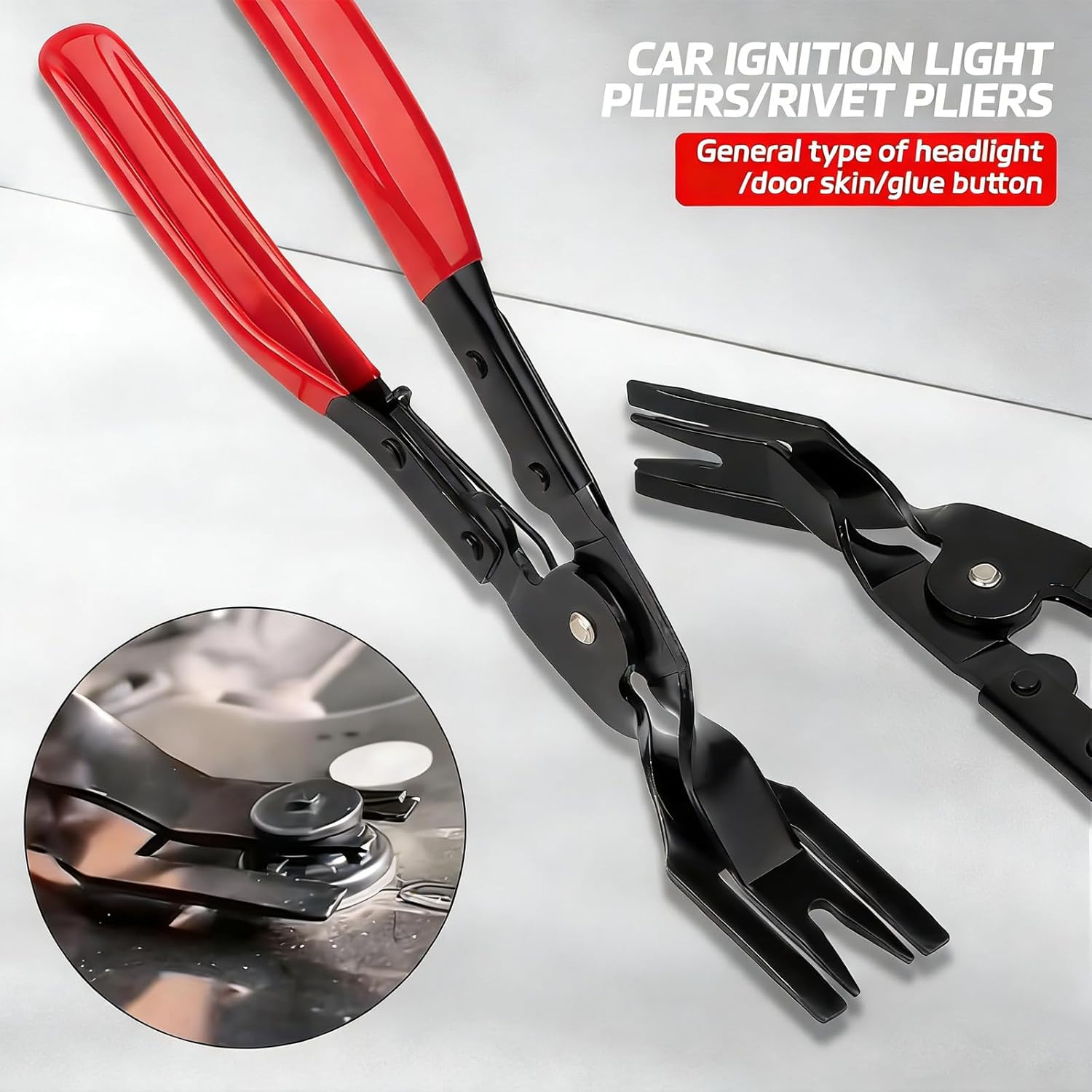 Panel Clip Removal Pliers, Automotive Trim Removal Tool for Push Pins & Clips, Car Door Panel and Interior Trim Tool, Red image number 6