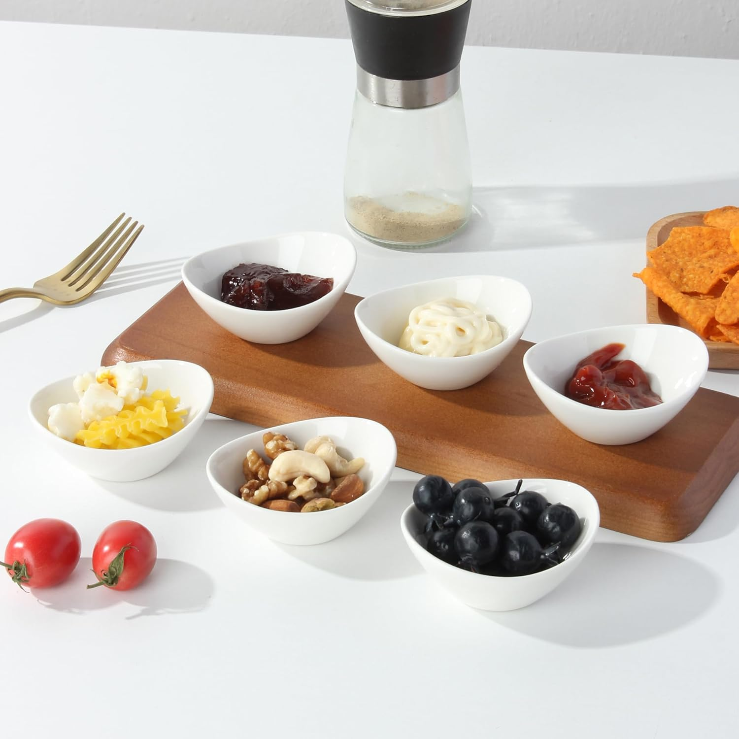 Ceramic Dip Mini Bowls, 12 PCS Soy Sauce Dish, White Dipping Sauce Bowls/Dishes, Mini Serving Bowl for Side Dish, BBQ, Ketchup, Sushi Sauce, Charcuterie Condiment - 1.7Oz image number 1