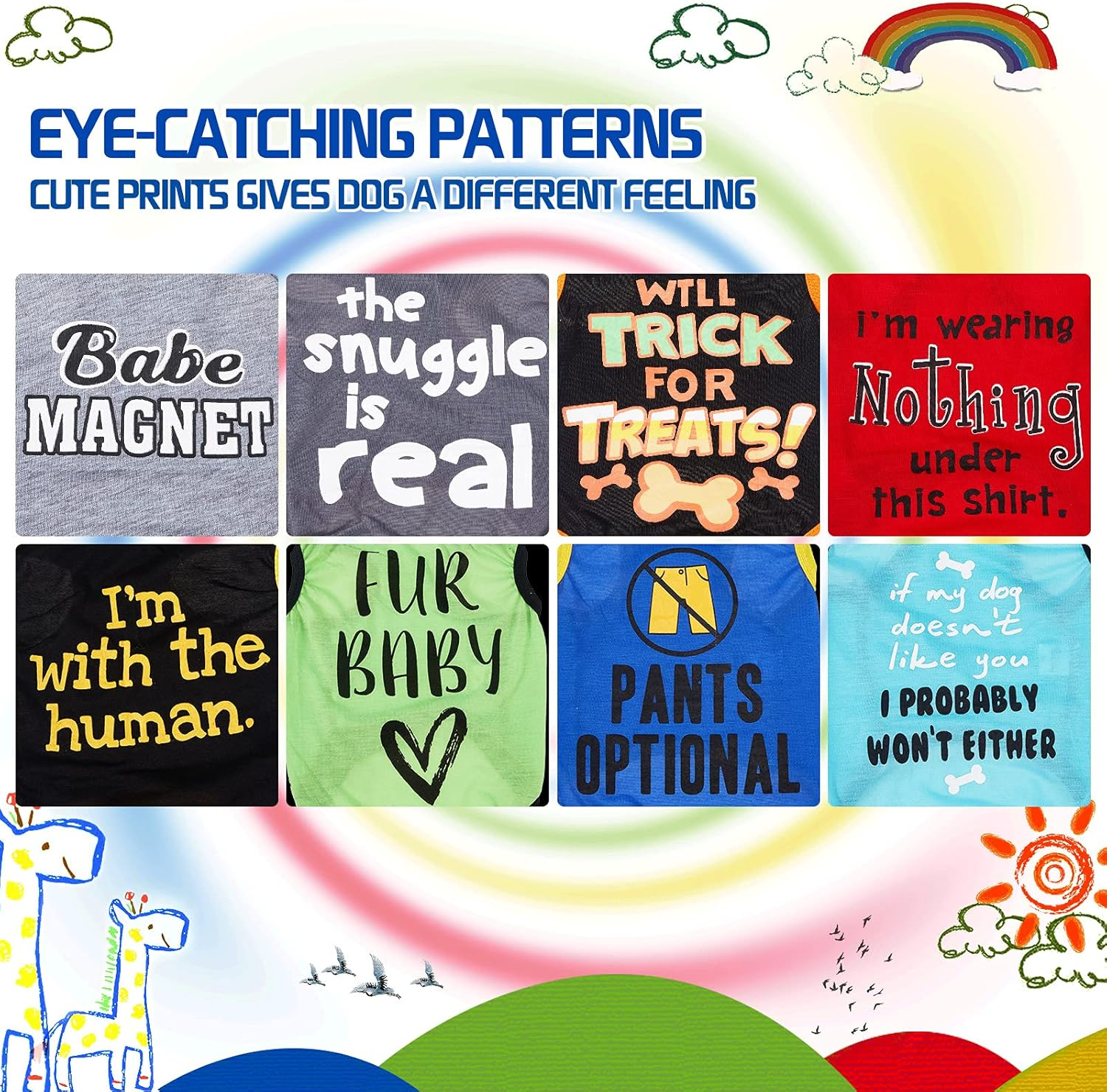 8 Pieces Dog Shirts Pet Printed Clothes with Funny Letters Summer Pet T Shirts Cool Puppy Shirts Breathable Dog Outfit Soft Dog Sweatshirt for Pet Dogs Cats (Classic Pattern,Small) image number 5