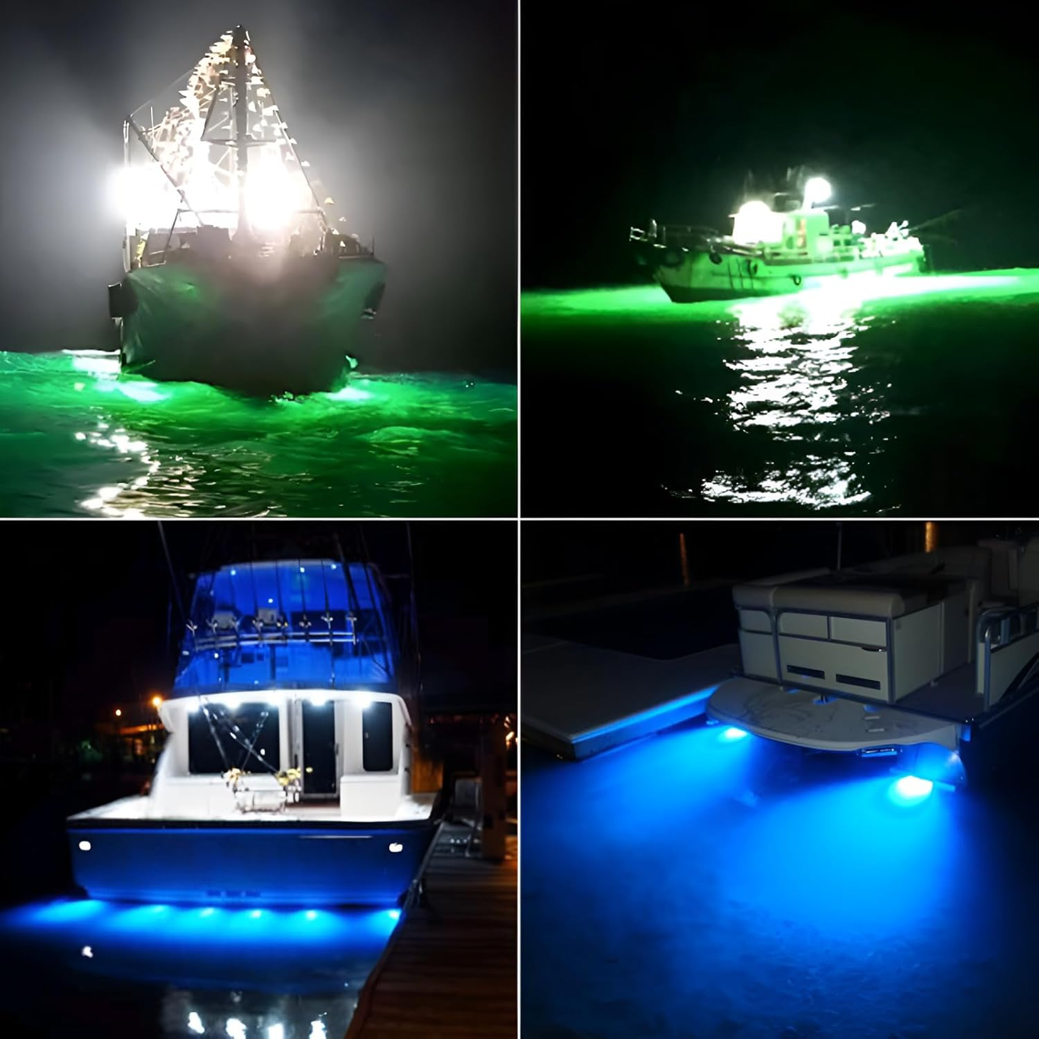 UCINNOVATE 2X 6.9 Marine LED Boat Lights, Dual Color Waterproof Transom & Underwater Lights for Yachts, Boats, Sailboats, Pontoons, Stern & Deck (Blue/Green, 12-36V, IP68) image number 1
