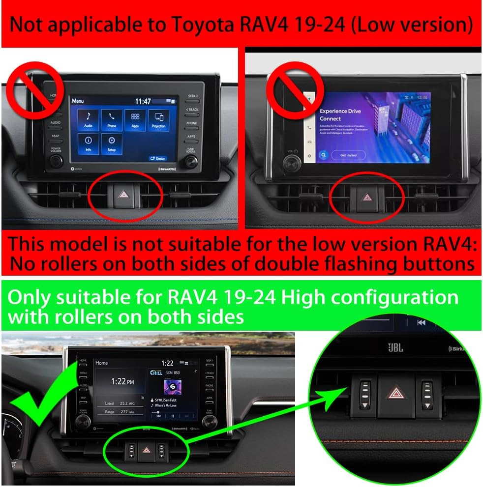 Musttrue Car Phone Holder for Toyota RAV4 2019-2024,Hybrid XSE Limited,Prime XSE 2021-2024 Auto Accessories Navigation Bracket Interior Mobile Cell Phone Mount（Not Fit RAV4 Le,Xle,Prime SE） - For Rav4 2013-2018 image number 5