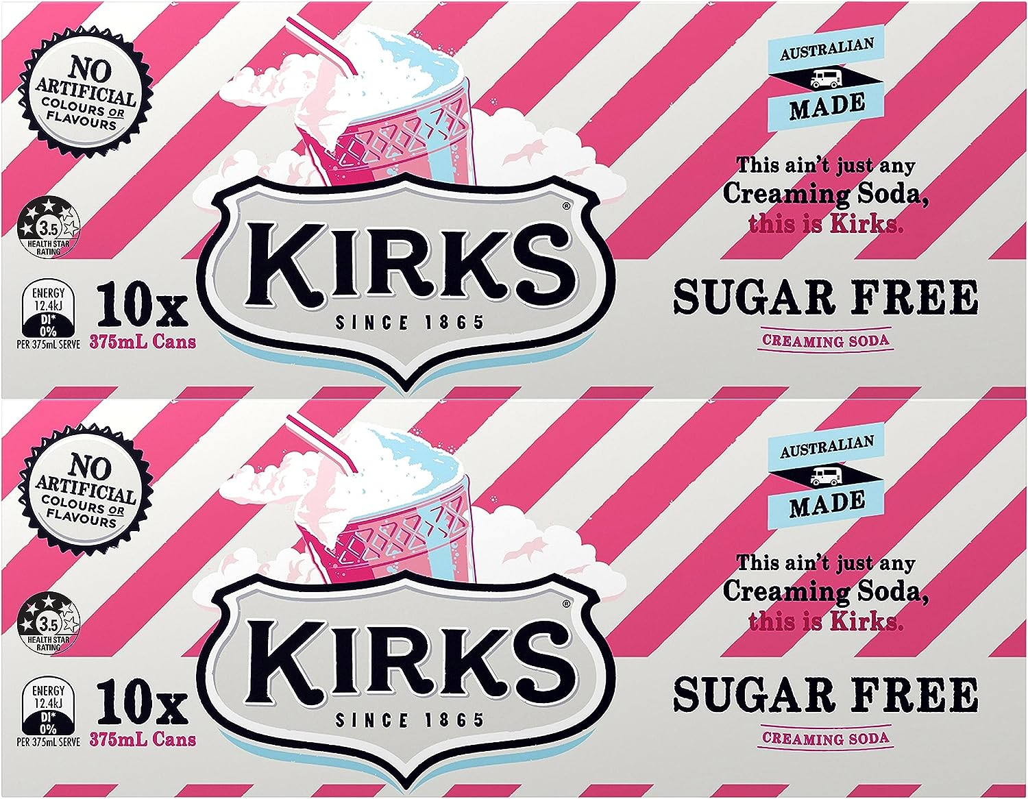 Kirks Creaming Soda Flavour Sugar Free Soft Drink Multipack Cans 20 X 375 Ml (Pack of 2) image number 1