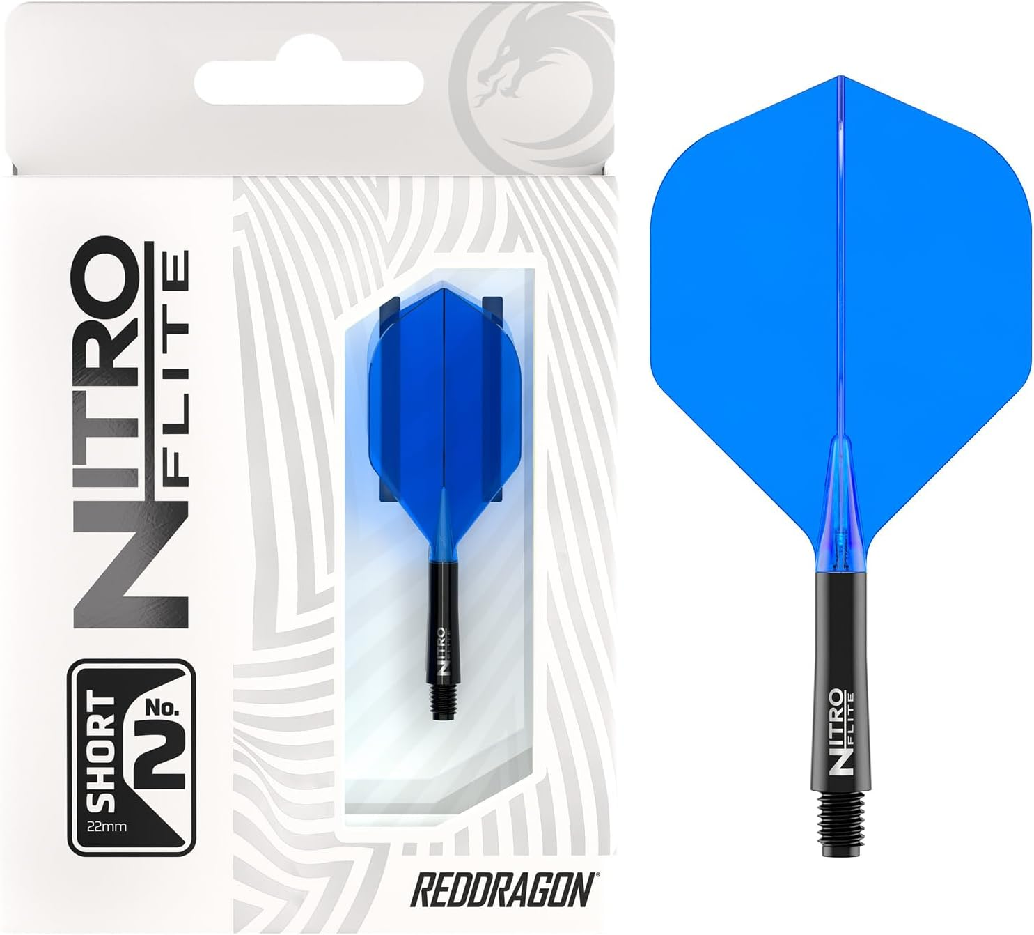 RED DRAGON Darts &ndash; Nitro Flite Integrated Flight & Shaft System &ndash; No.2 Shape and Design - Available in Short, Intermediate & Medium - Available in Variety of Colours - Professional Darts Accessories image number 3