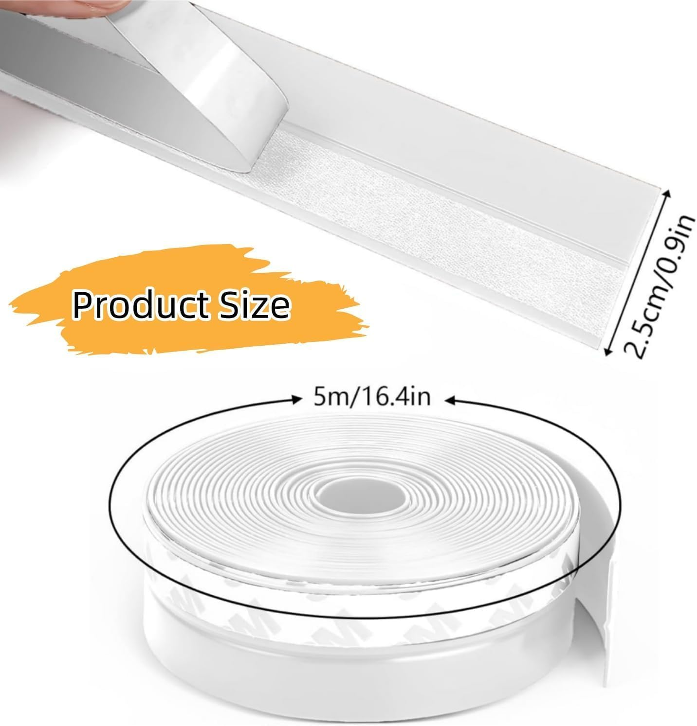 16Ft Silicone Seal Strip,Weather Stripping for Door or Window,Weatherproof Soundproof Self Adhesive Door Bottom, Draft Stopper Silicone Strip Tape for Door Window and Shower Glass image number 5