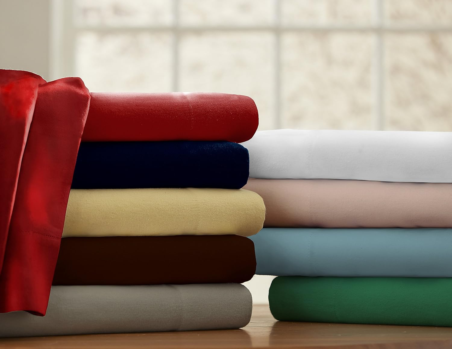 Pointehaven Flannel Deep Pocket Sheet Set with Oversized Flat Sheet, Full, Heather Grey image number 1