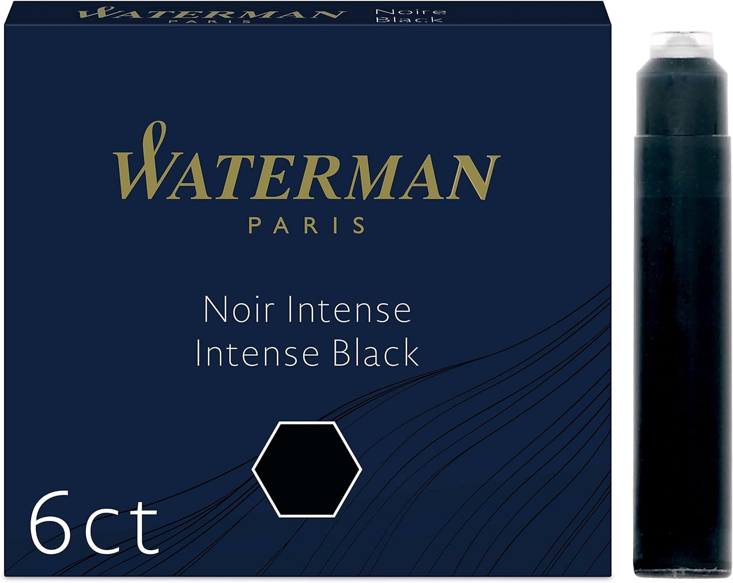 Waterman S0110940 Fountain Pen Ink Cartridges, Short 'International', Intense Black, 6 Count image number 1