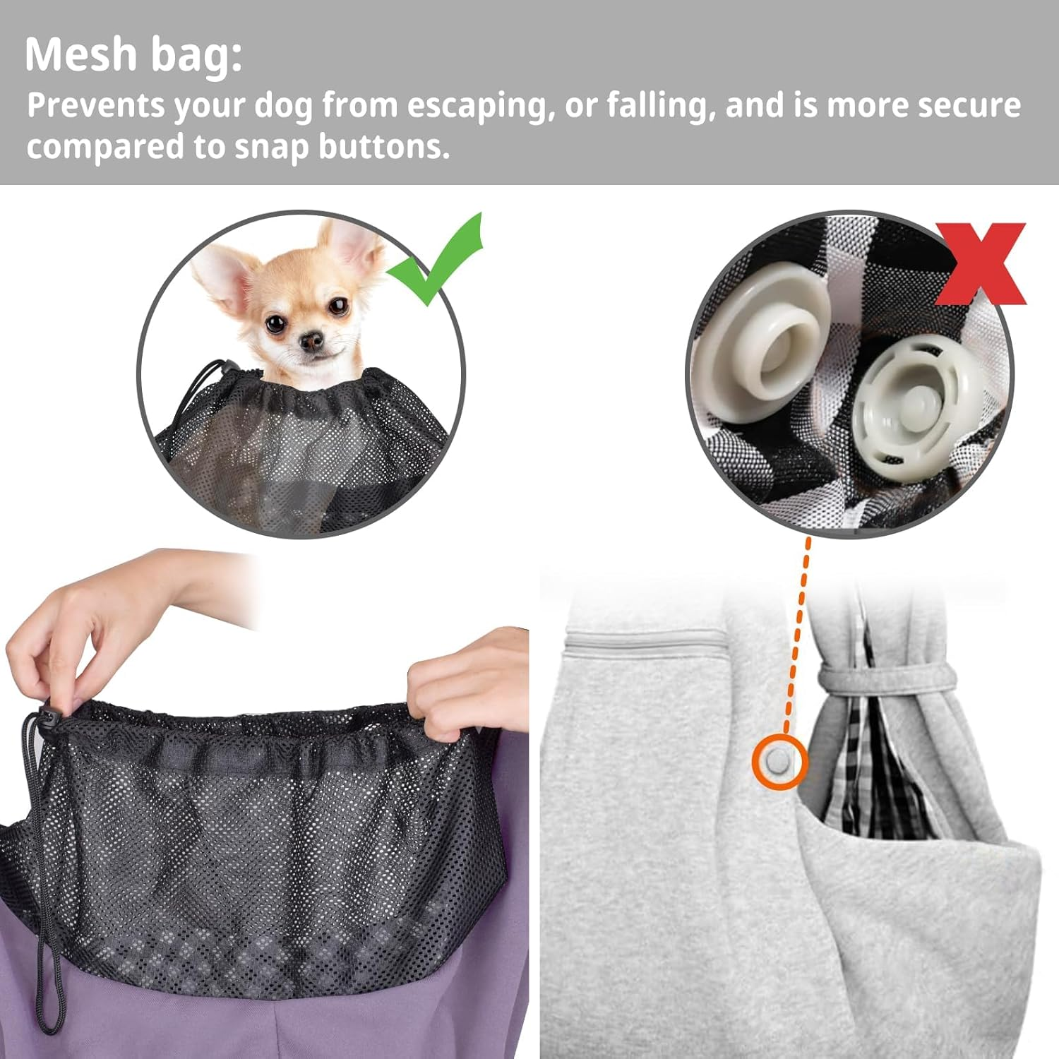 CUBY Reversible Pet Sling Carrier Hands-Free Dog Cat Carrier Bag Double-Sided Pouch Adjustable Shoulder Strap Carry Tote Handbag for Walking Subway (Upgrade Purple) image number 4