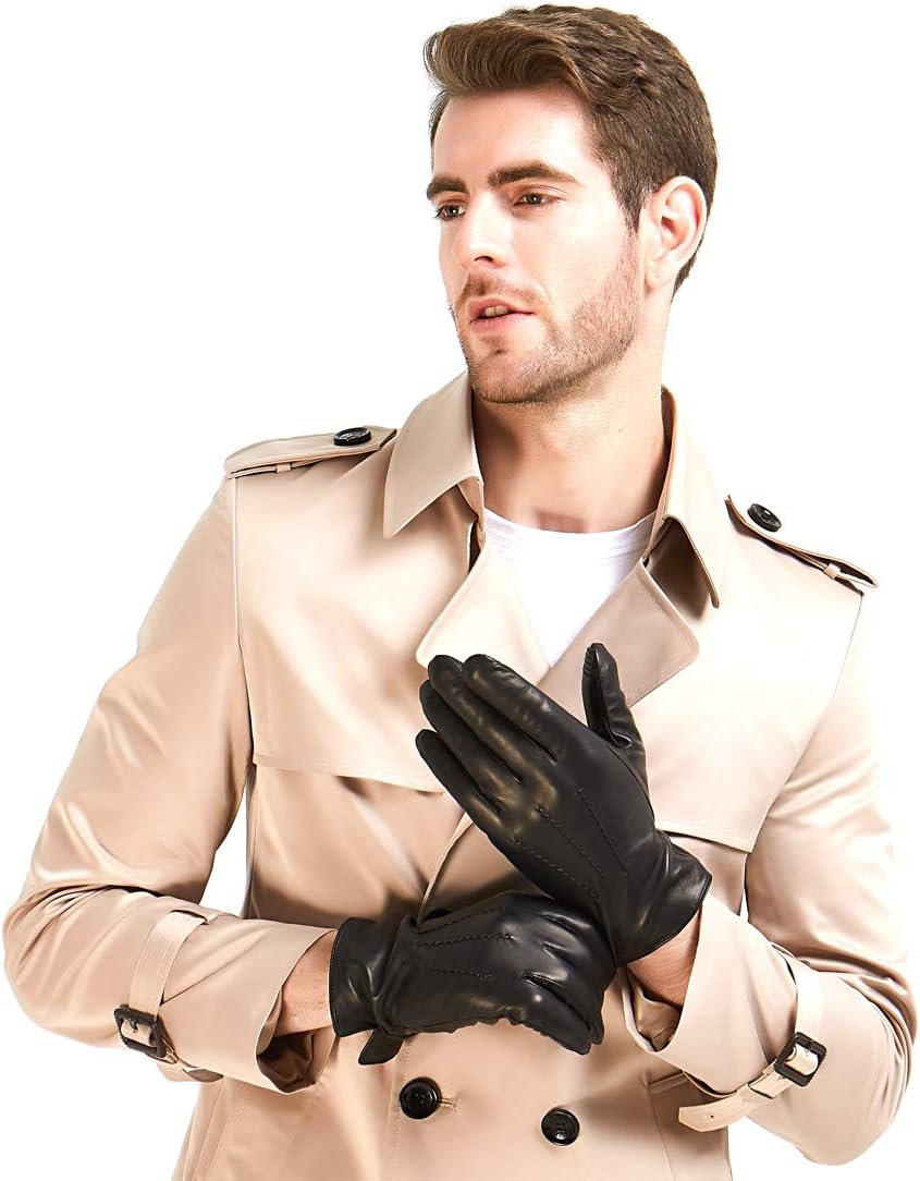 Harssidanzar Men'S Italian Sheepskin Leather Gloves image number 5