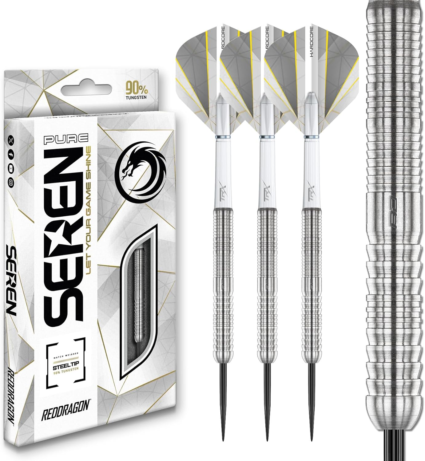 RED DRAGON Darts - Seren Pure 1 22G - 90% Tungsten Professional Steel Tip Dart Set with Dart Flights and Dart Shafts image number 3