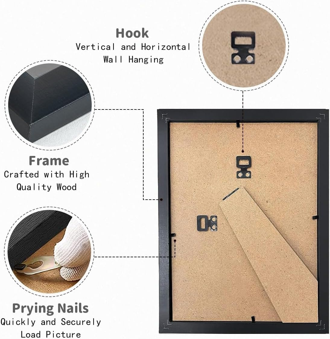 A4 Picture Frame, Black Wooden Frame for Photo Frame, A4 (21X29.7 Cm) Poster Frames with Mat, A4 Frame with Mount and Plexiglass for Wall Mount Vertically or Horizontally-2 Packs image number 2