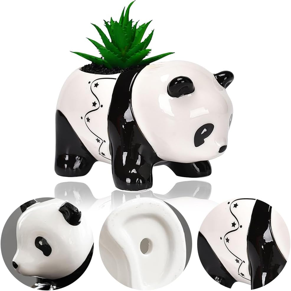 Panda Succulent Plant Pot, Creative Cartoon Flower Pot, Portable Mini Flower Pot, Cactus Container with Drainage Hole, Flower Pot for Indoor and Outdoor Use Home Office ﻿ image number 4