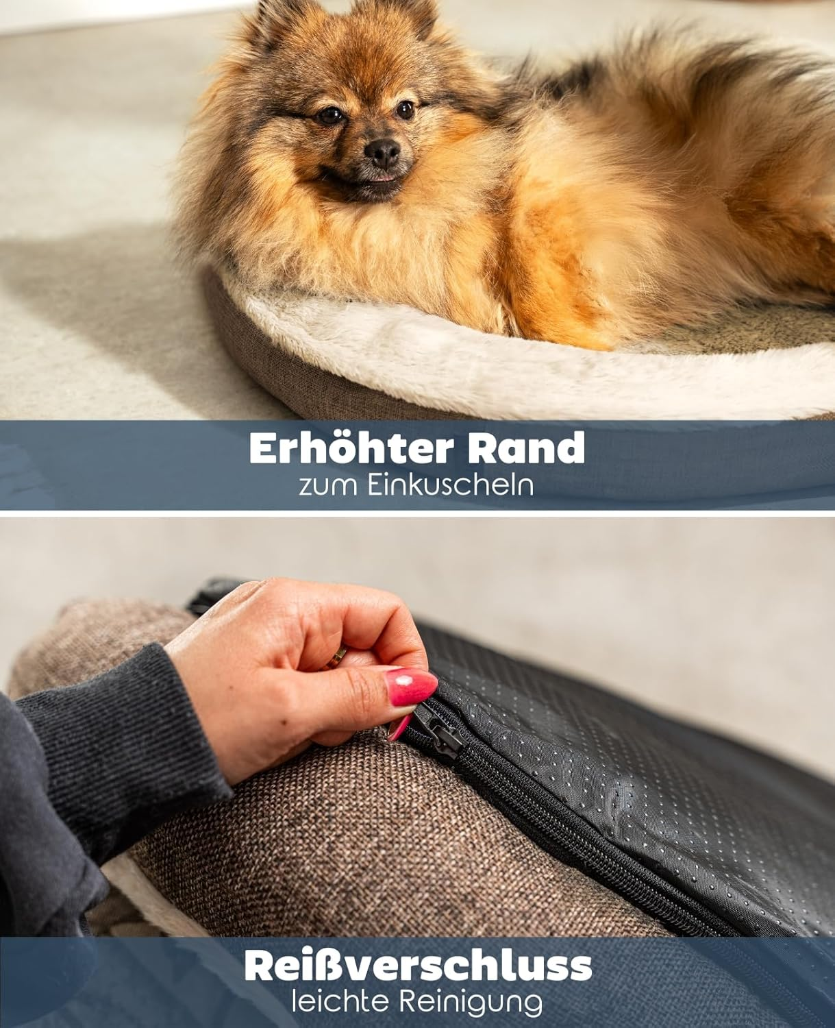 Lionto DB00286 round Dog Bed Dog Sofa Cat Bed Donut (M) 65 Cm M Brown 1000 G