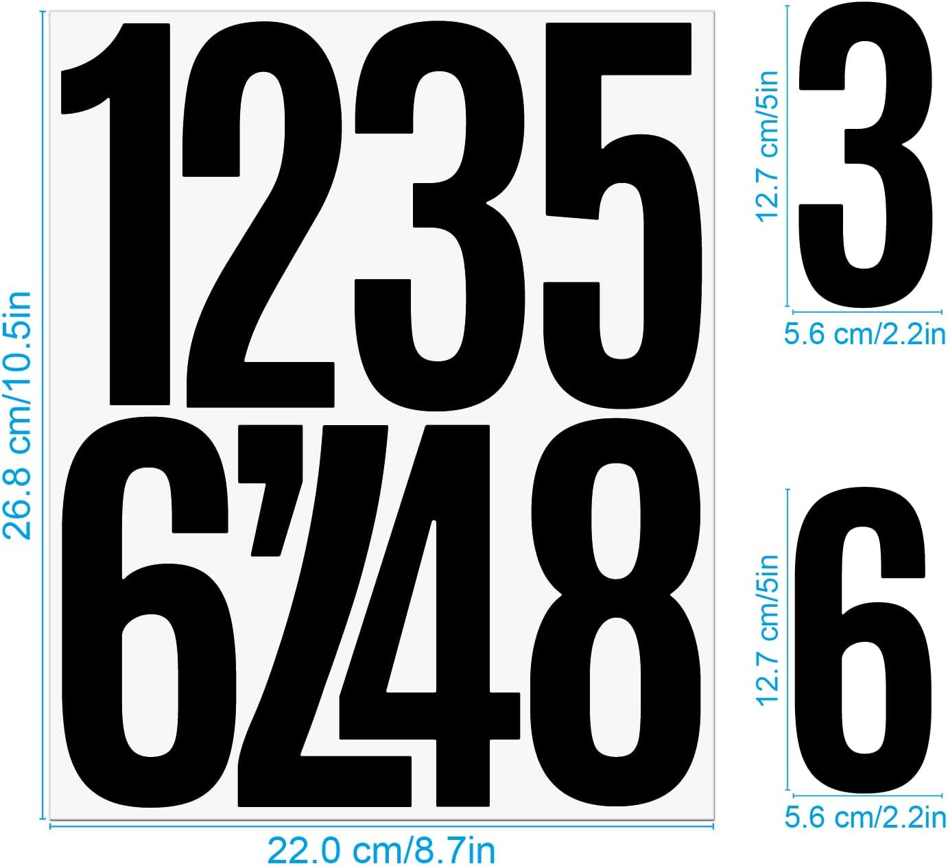 18 Sheets Self Adhesive Vinyl Letters Numbers Kit, Mailbox Numbers Sticker for Mailbox, Signs, Window, Door, Cars, Trucks, Home, Business, Address Number, Lockers (Black, 5 Inch) image number 4