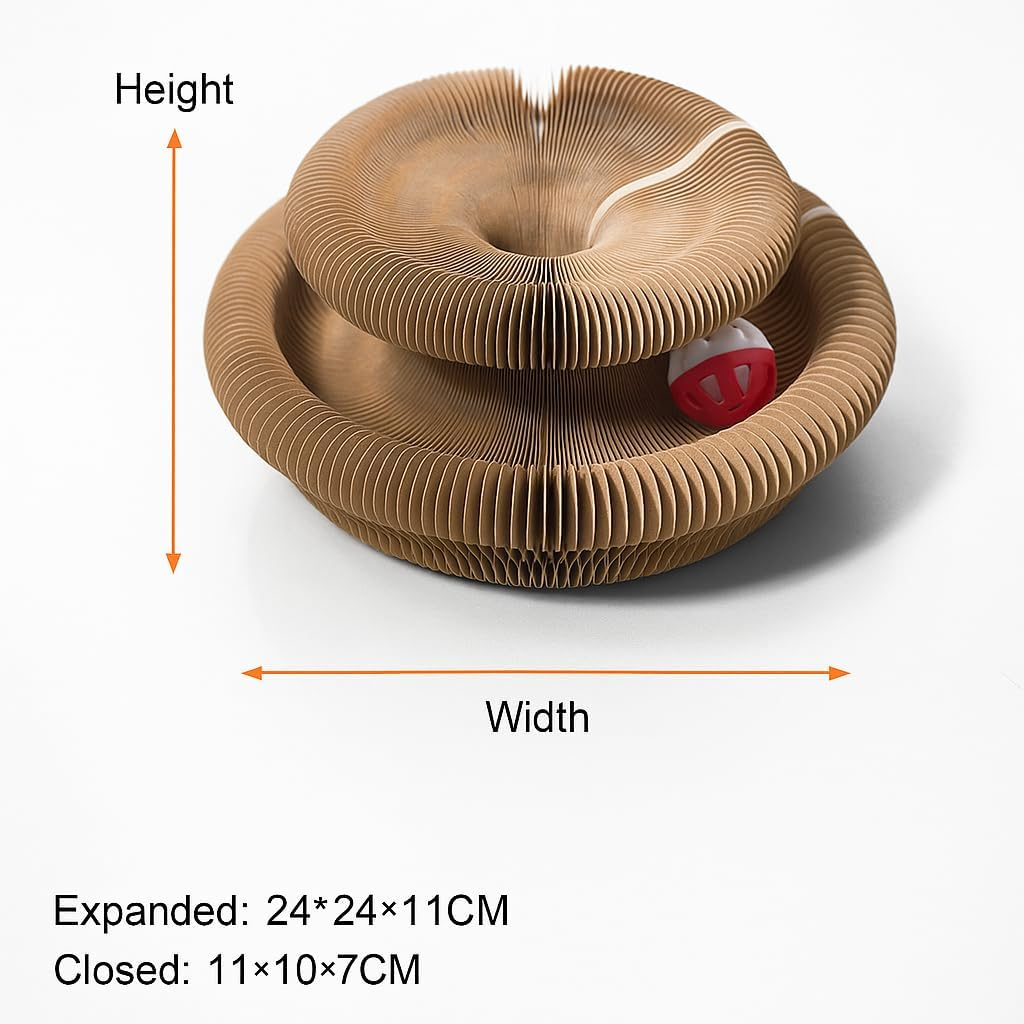 YAKESD Magic Organ Cat Scratcher Board - Interactive Foldable Cat Scratching Pad with Bonus Kring Ball Toy - Durable & Recyclable Cat Toy image number 6