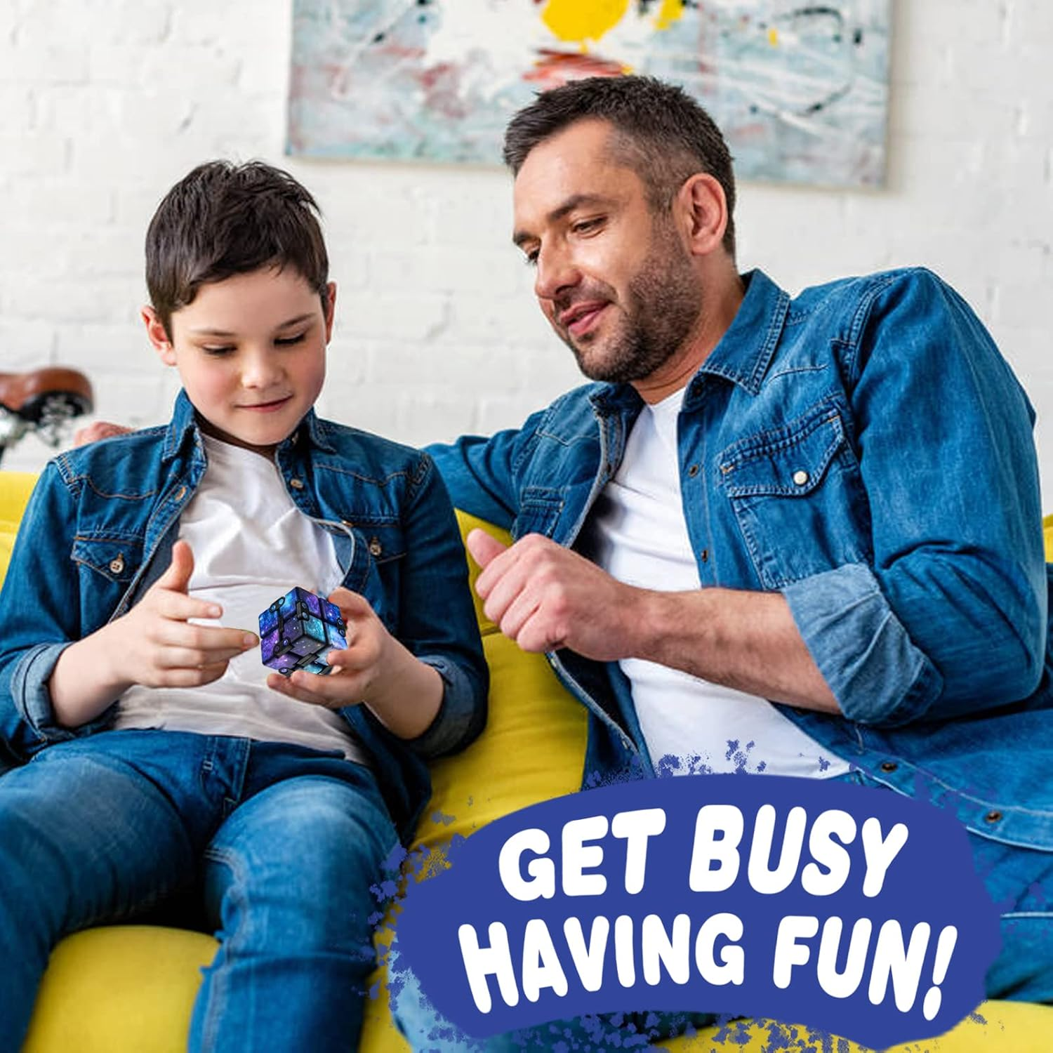 WUQID Infinity Cube Fidget Toy Stress Relieving Fidgeting Game for Kids and Adults,Cute Mini Unique Gadget for Anxiety Relief and Kill Time (Mini Galaxy) - Mini Colorful Plaid image number 4