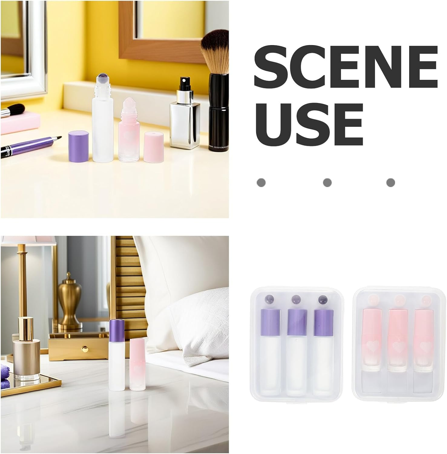 Anneome 6Pcs 5Ml Essential Oil Roller Bottles Set, Refillable Glass Roll-On Perfume Bottles with Leak-Proof Crystal Roller Heads, Travel Aromatherapy Massage Oil Containers image number 6