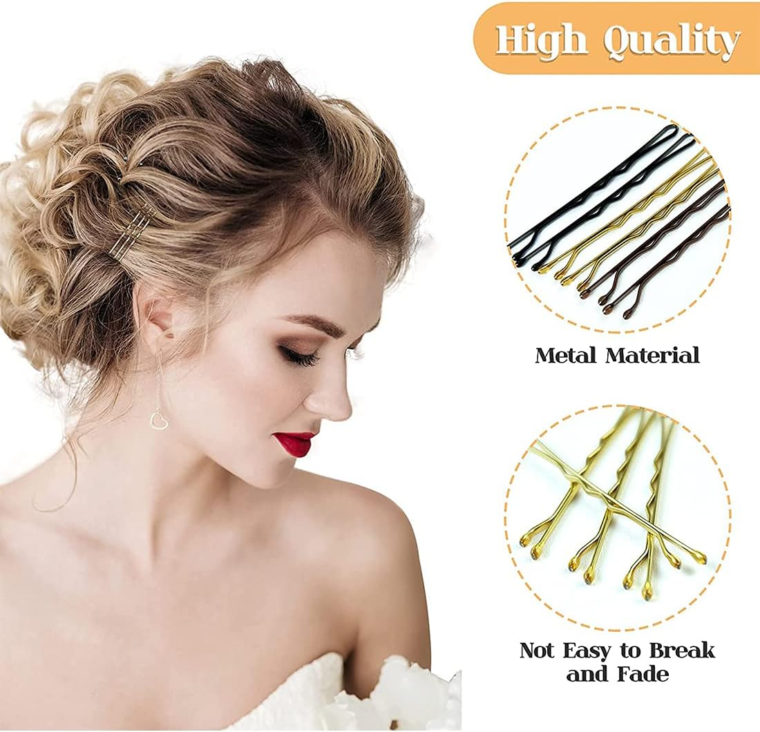 Mixed Bobby Pins,150 Pcs Hair Pins Hair Grips Blonde/Black/Coffee for Women with Box(5 Cm/2.2 Inches) image number 5