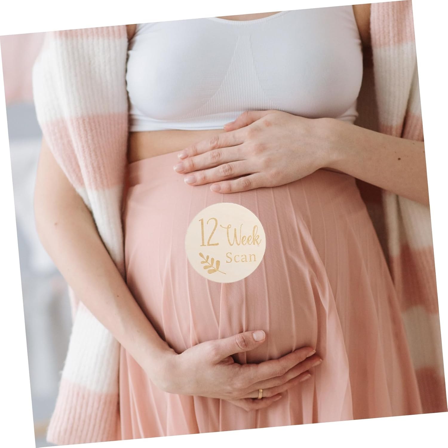 Vaguelly Newborn Weekly Milestone Discs 11Pc Double Sided Pregnancy Journey Sign Cards Dec image number 4